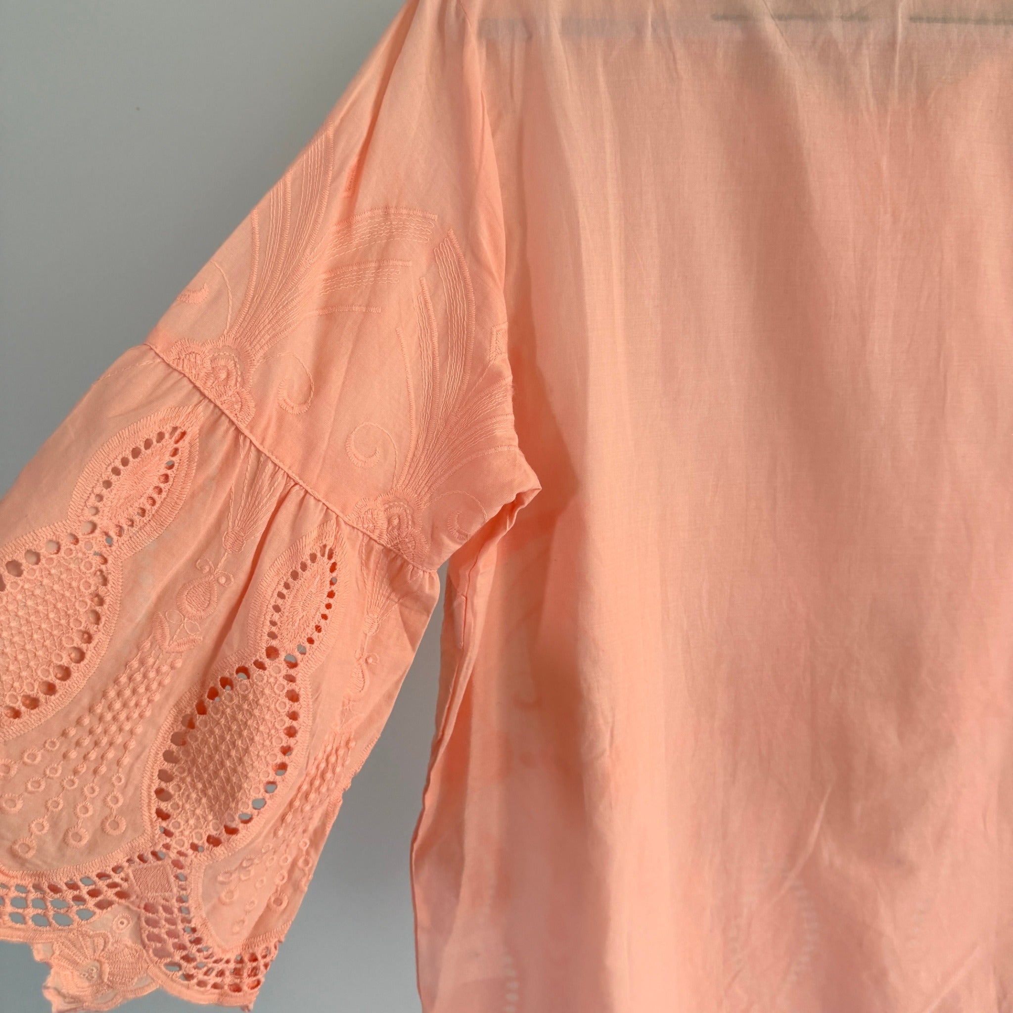 Established Peach Cotton Eyelet Lace Tunic Top Size 14 BNWT Boho Casual - Image 9