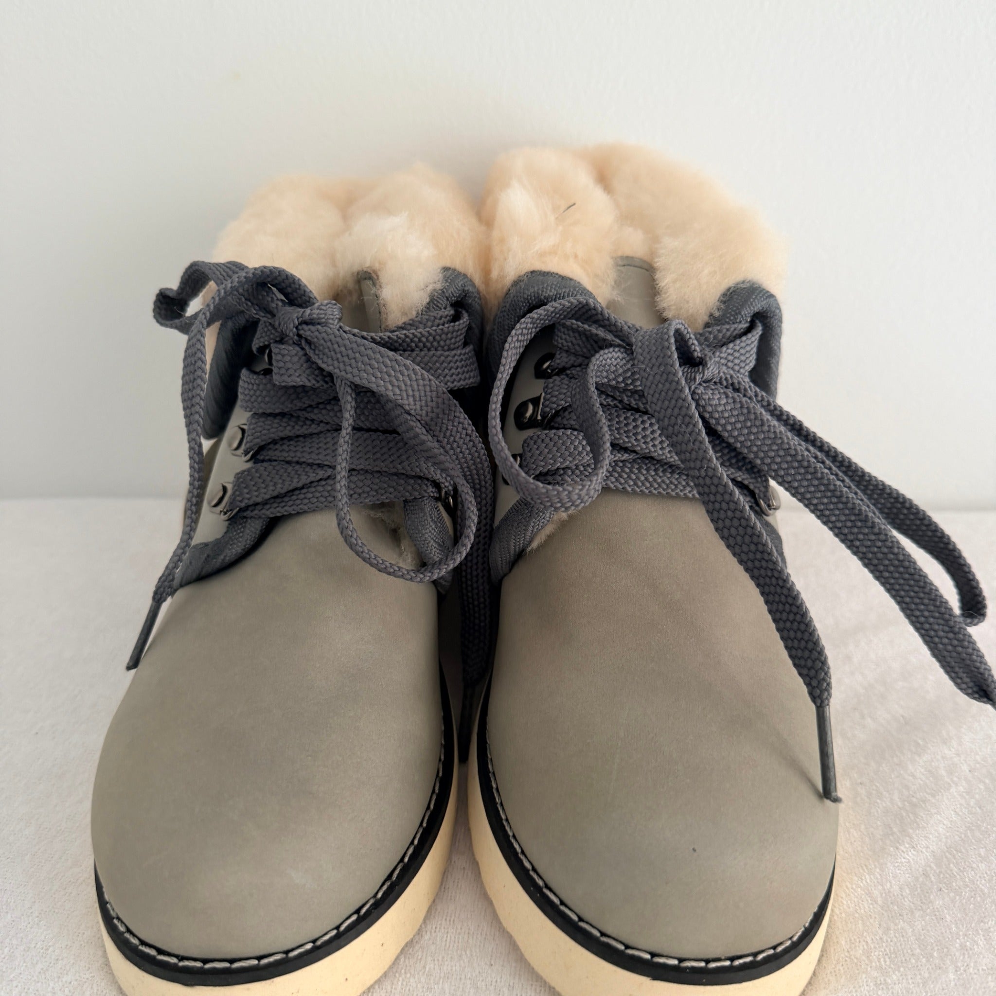 UGG Boots of Australia Lace-Up Ankle Boots - Genuine Sheepskin Shearling Lined Grey - Image 6