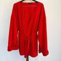 PrettyLittleThing Red Kimono Wrap Jacket Top Sz 20 V-Neck Party Evening - Image 1