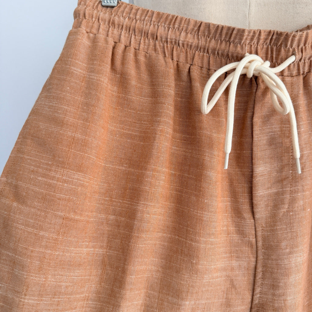 Vine Apparel Brown Cotton Linen Blend Drawstring Joggers Size 14 Casual - Image 5