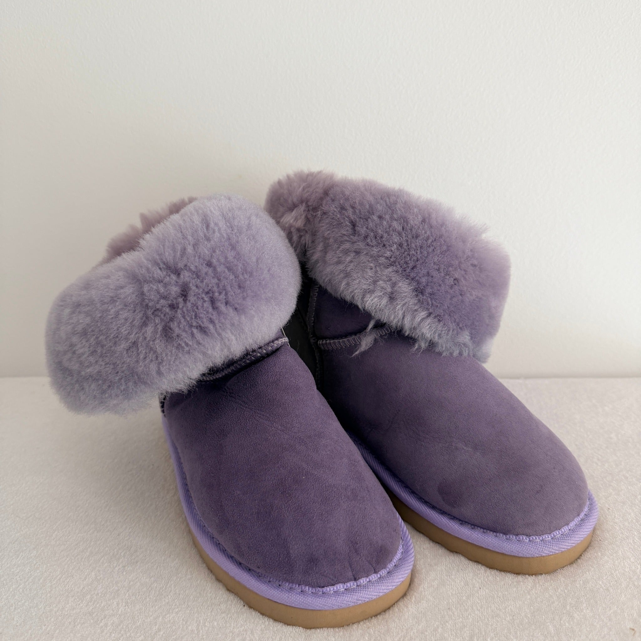 UGG Boots of Australia Sheepskin Button Boots - Vibrant Purple Suede Comfort Sz 4 - Image 12