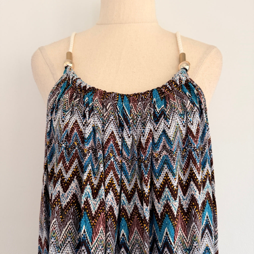 Caroline Morgan Multi Blue Chevron Print Maxi Dress With Gold Hardware - Image 2