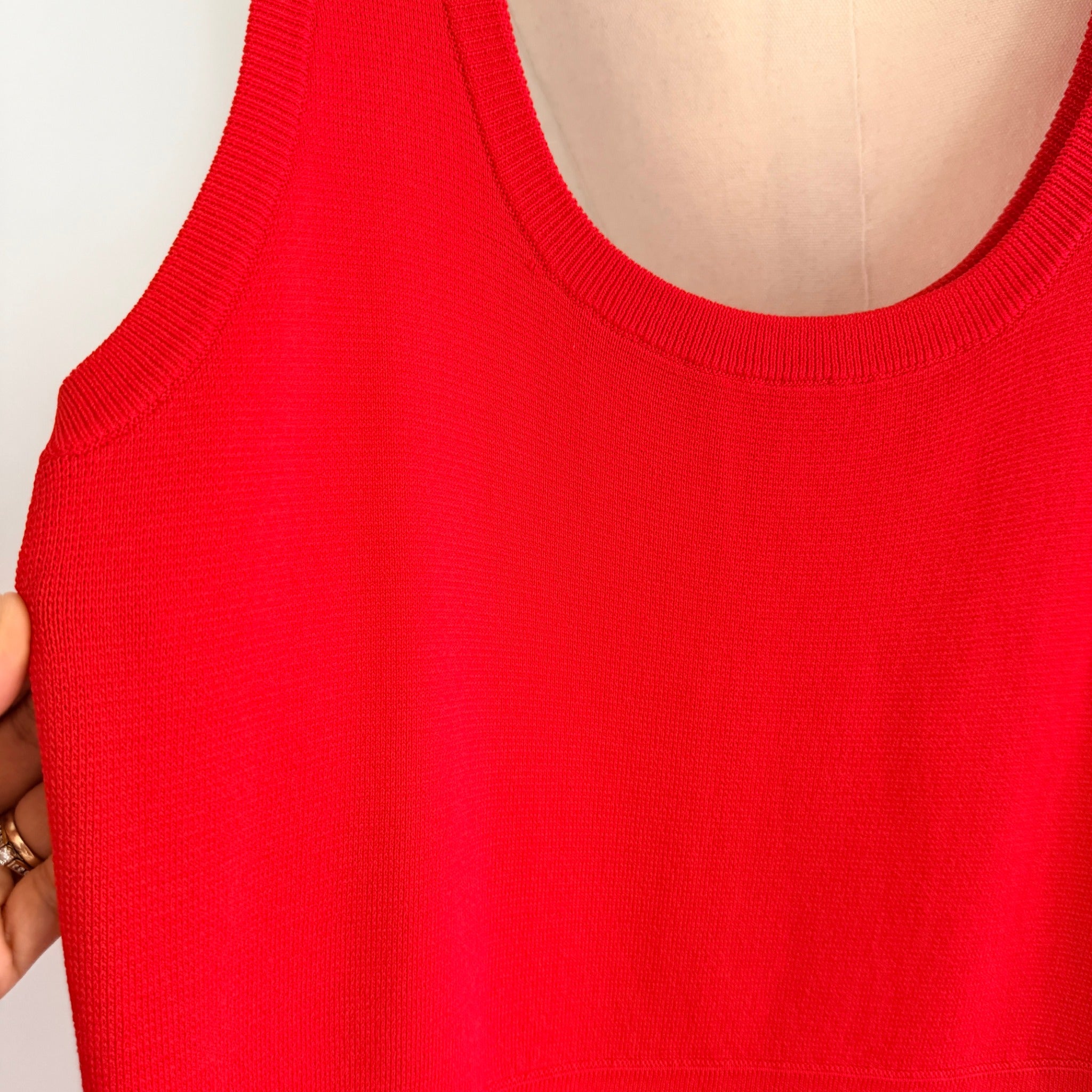 Red Knit Sleeveless Dress Textured Pleated Skirt Size XL NWT Casual - Image 10