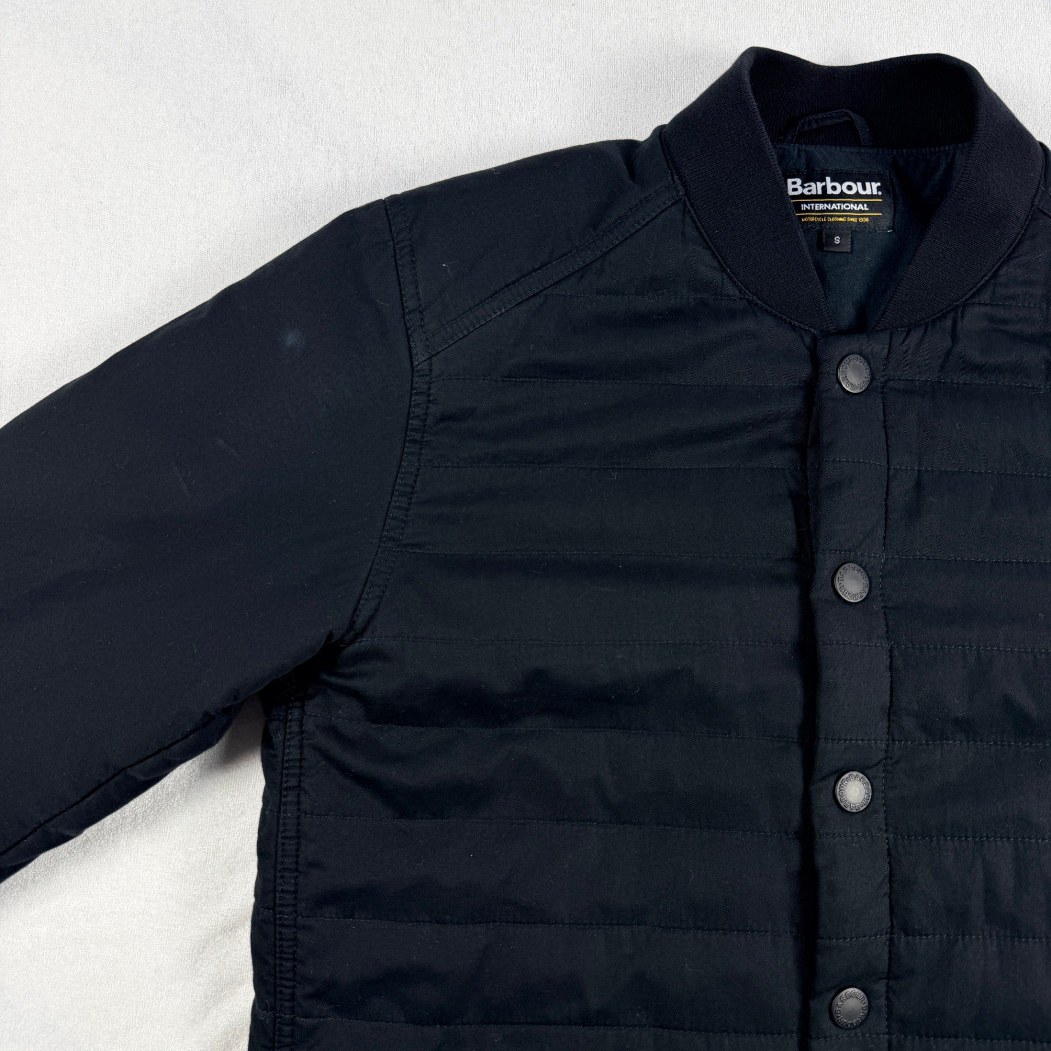 Barbour International Quilted Mens Jacket Black Size S Classic Style - Image 11