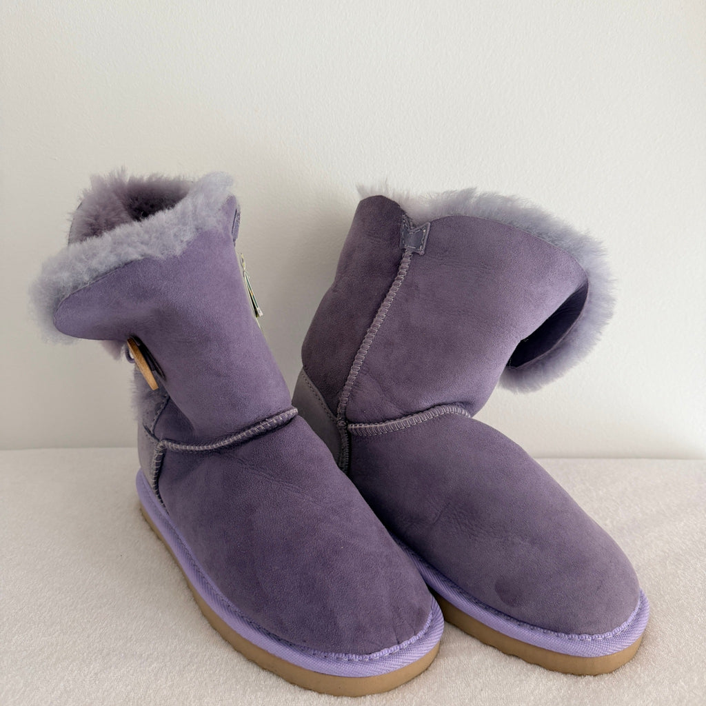 UGG Boots of Australia Sheepskin Button Boots - Vibrant Purple Suede Comfort Sz 4 - Image 6