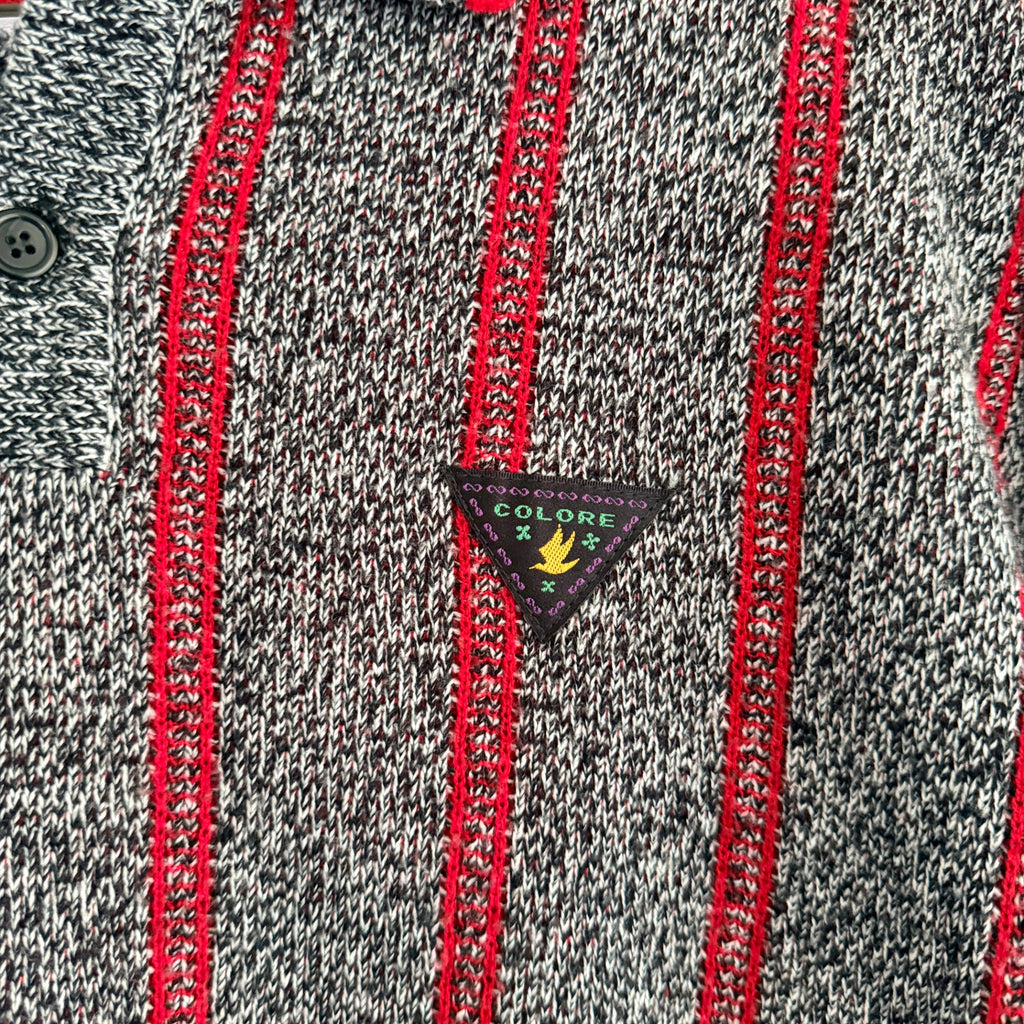 Playback Grey Red Acrylic Striped Knit Polo Sweater Sz M Vintage 90s Casual - Image 11