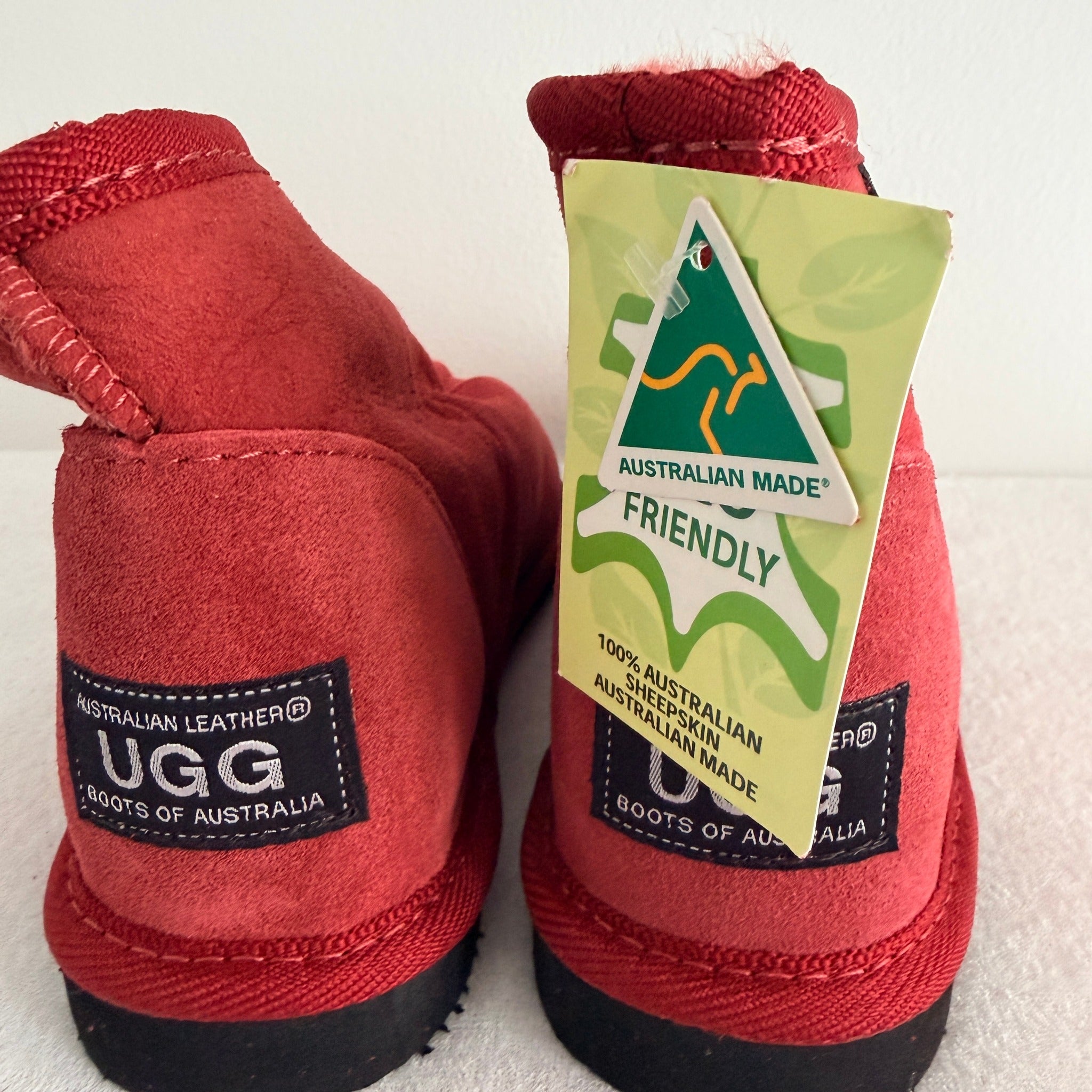 UGG Boots of Australia Mini Ankle Boots Rust Red Kids Girls W3 Sheepskin New - Image 2