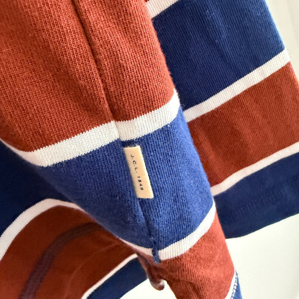 J.C. Lanyon Blue Red White Striped 100% Cotton Rugby Henley Shirt Size S Casual - Image 8