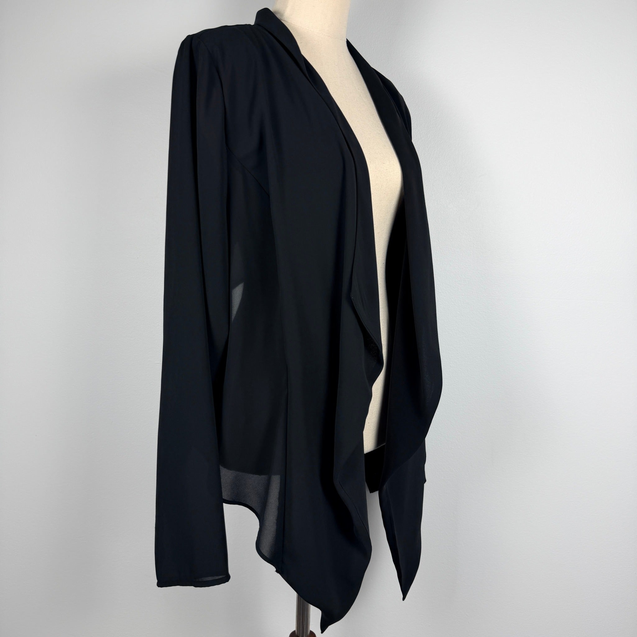 City Chic Black Polyester Chiffon Cardigan Size XS Waterfall Open Front Evening - Image 10