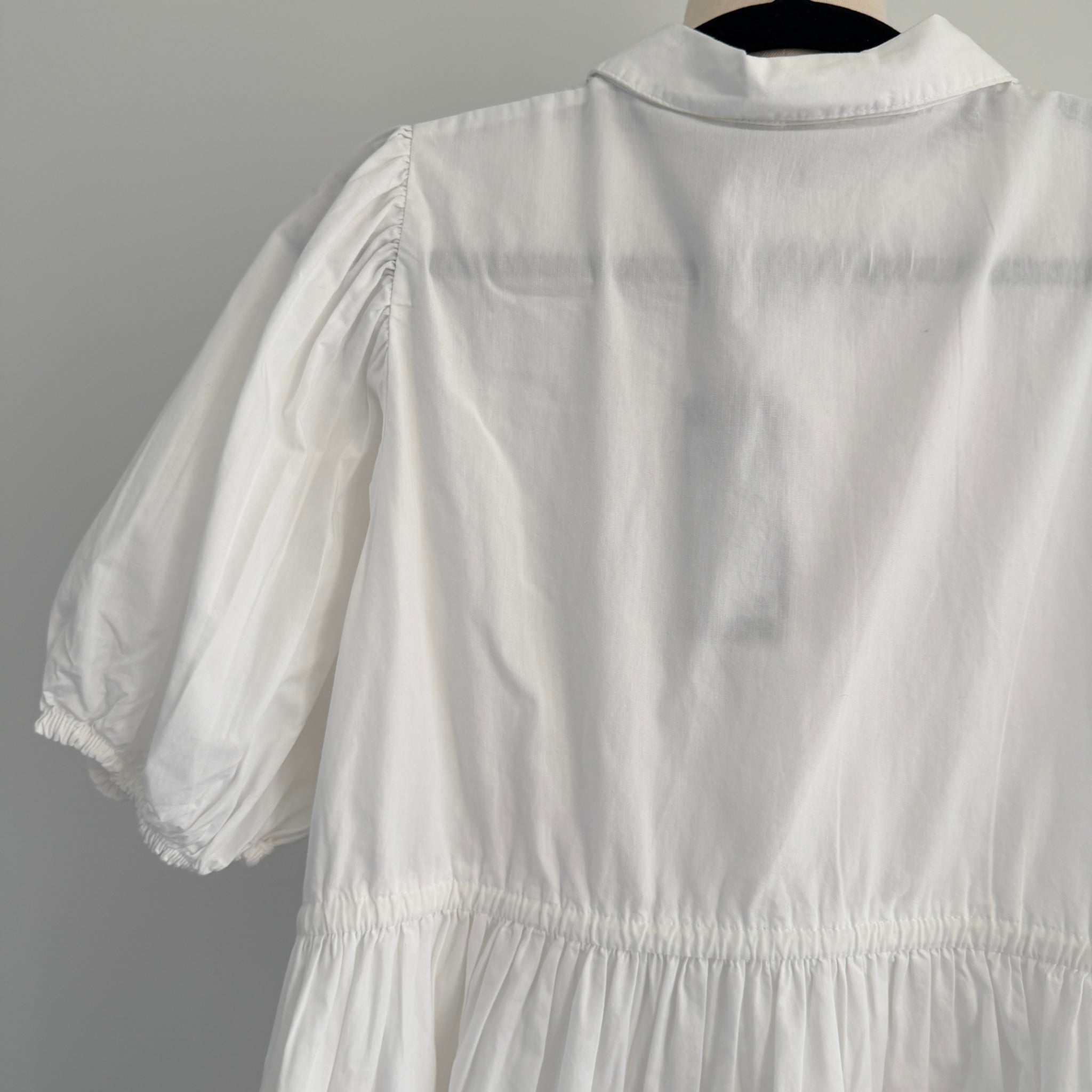 Vero Moda White Cotton Midi Dress Puff Sleeve Tie Waist Size M Casual BNWT - Image 4