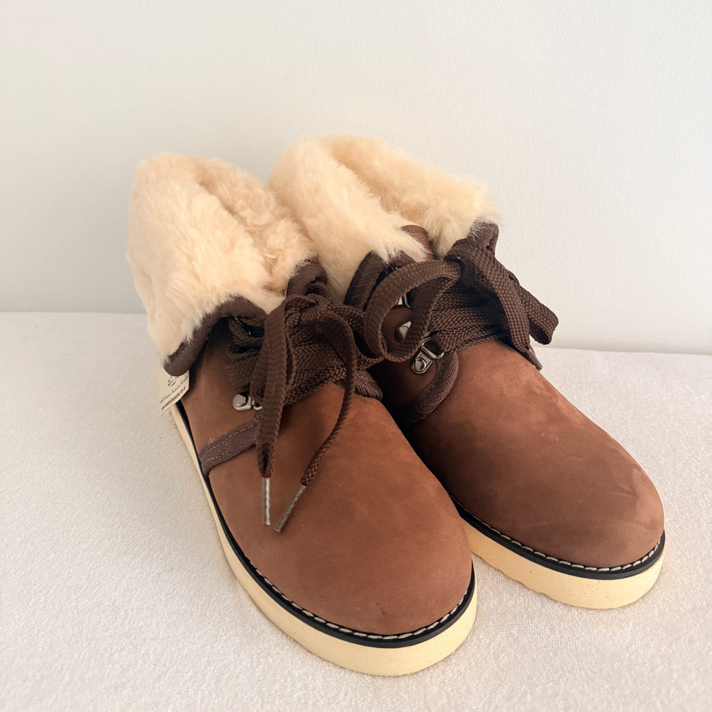 Ugg Boots Of Australia Lace-Up Boots Genuine Sheepskin Lined Brown Suede Sz 5 - Image 23