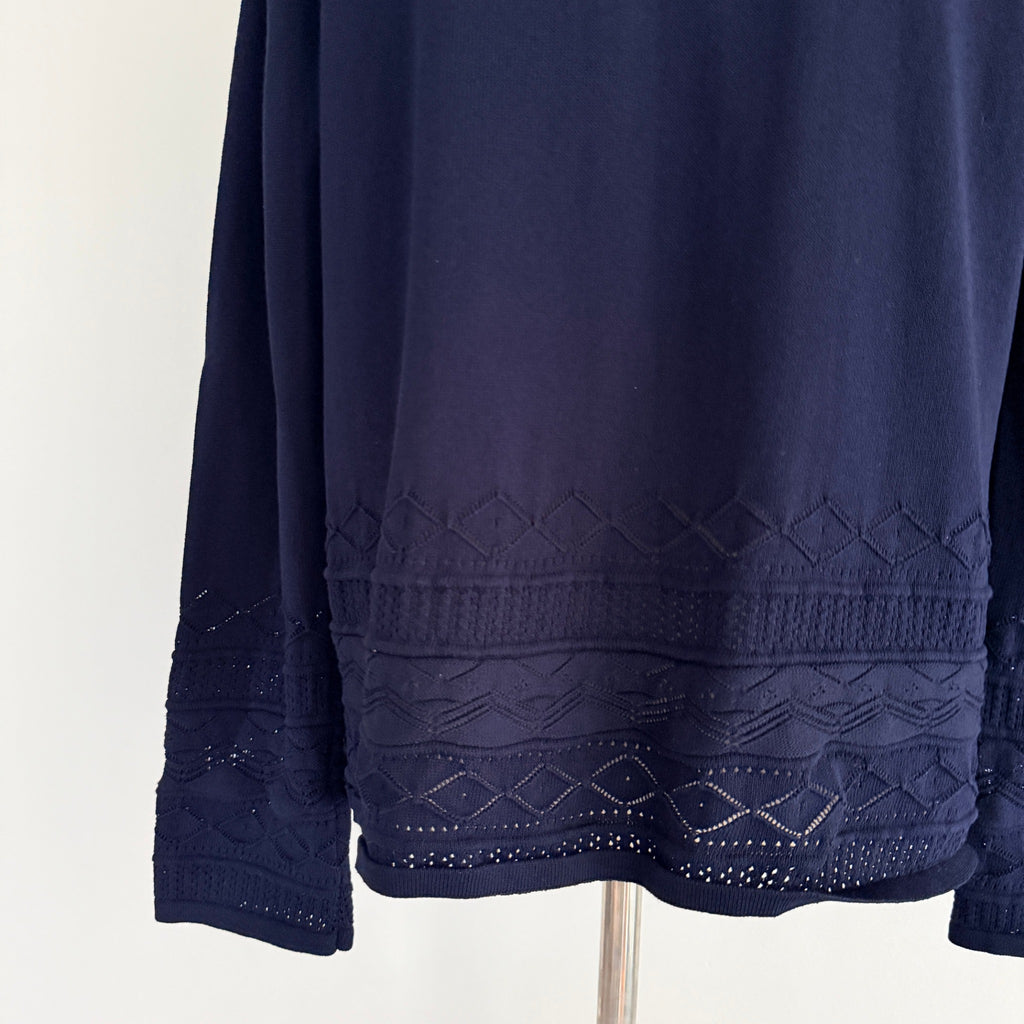 Liz Jordan Navy Viscose Nylon Knit Cardigan Size M Open Front Smart Casual - Image 10
