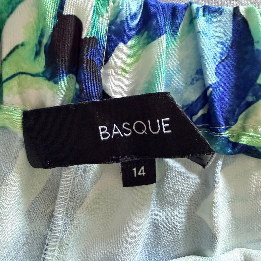 Basque Sz 14 Blue Green Abstract Print Recycled Wide Leg Pants Resort - Image 5