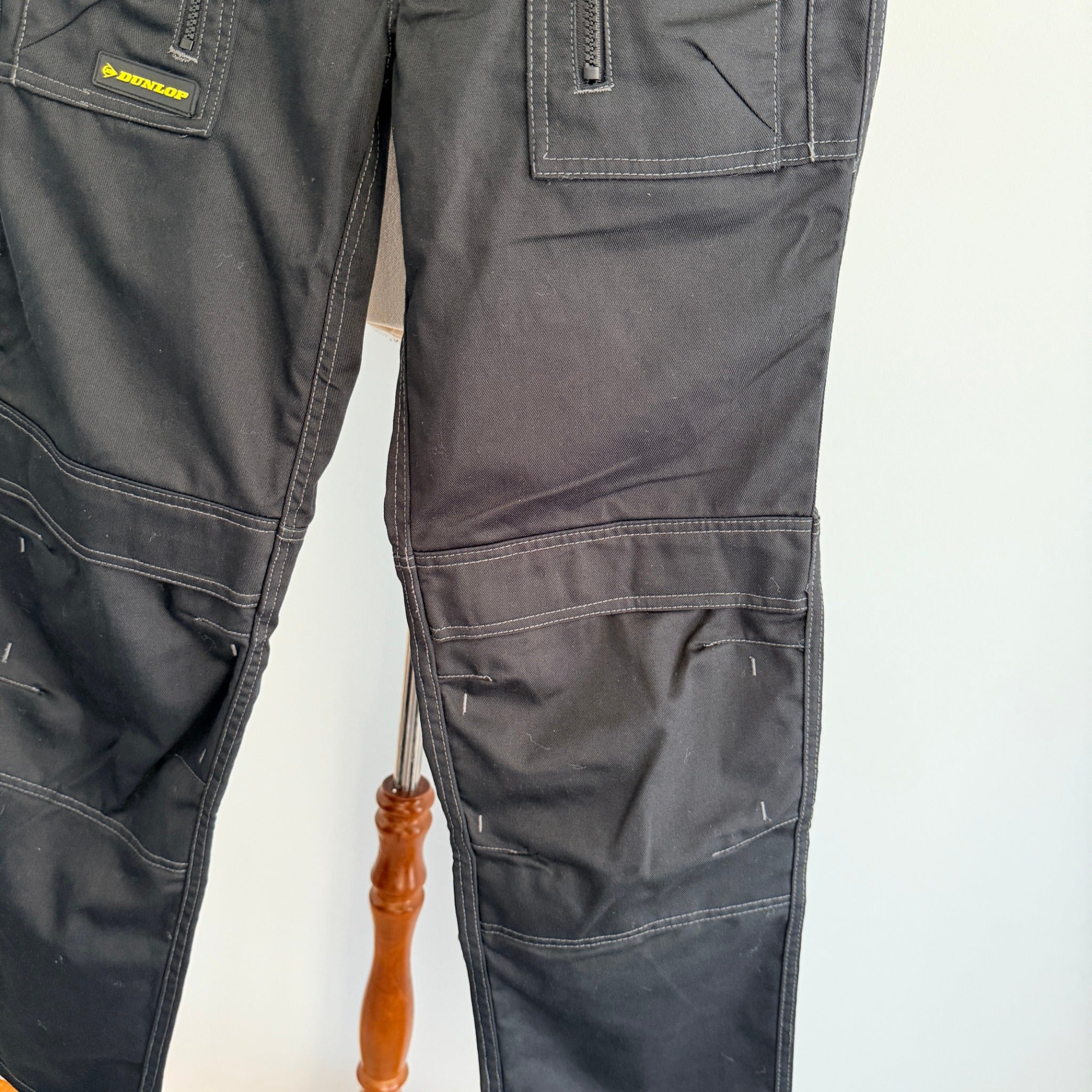Dunlop Black Poly Cotton Cargo Work Trousers Zipper Relaxed Fit W28 L32 Workwear BNWT - Image 11