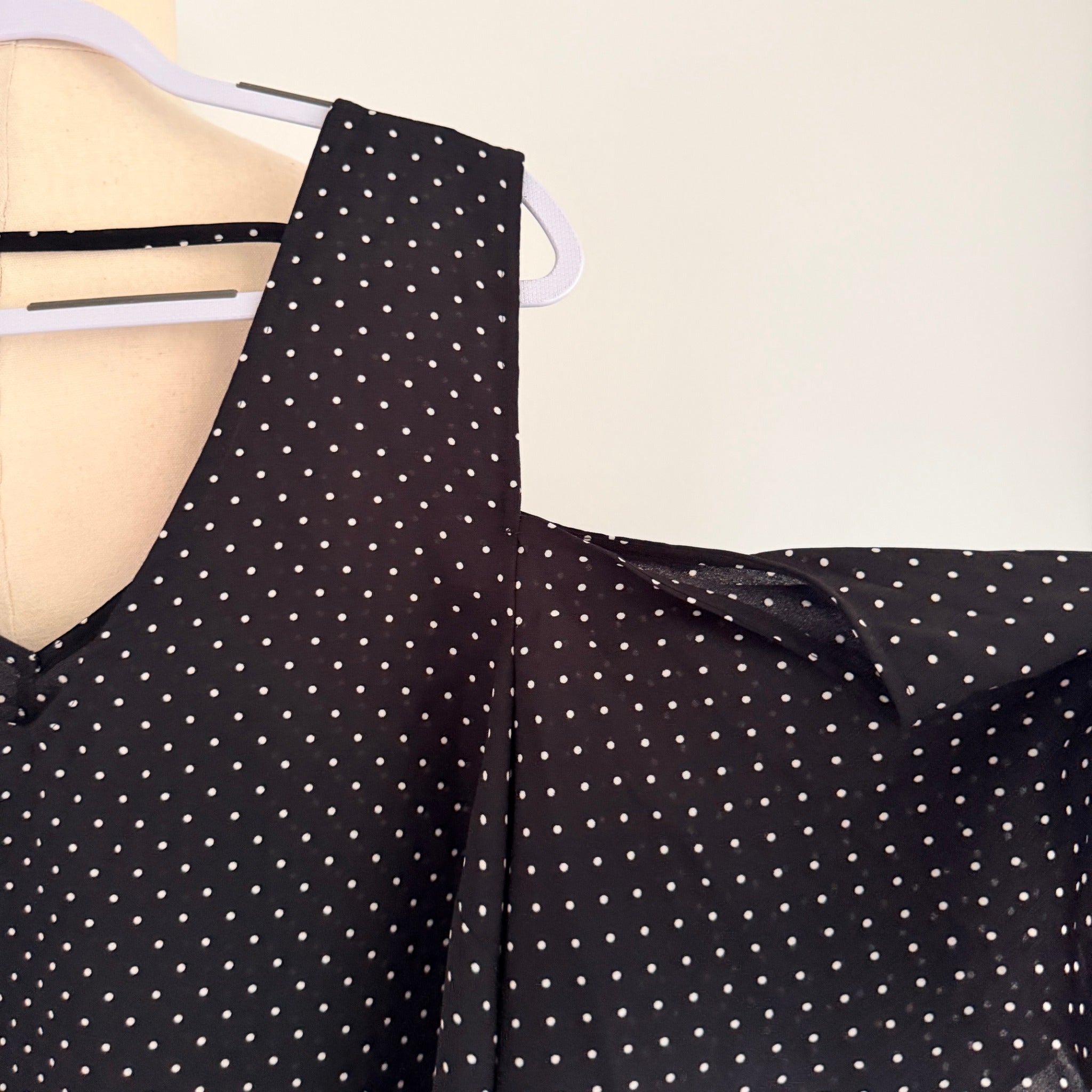 City Chic Polka Dot Black Polyester Frill Off Shoulder Top Size M BNWT NWT - Image 10