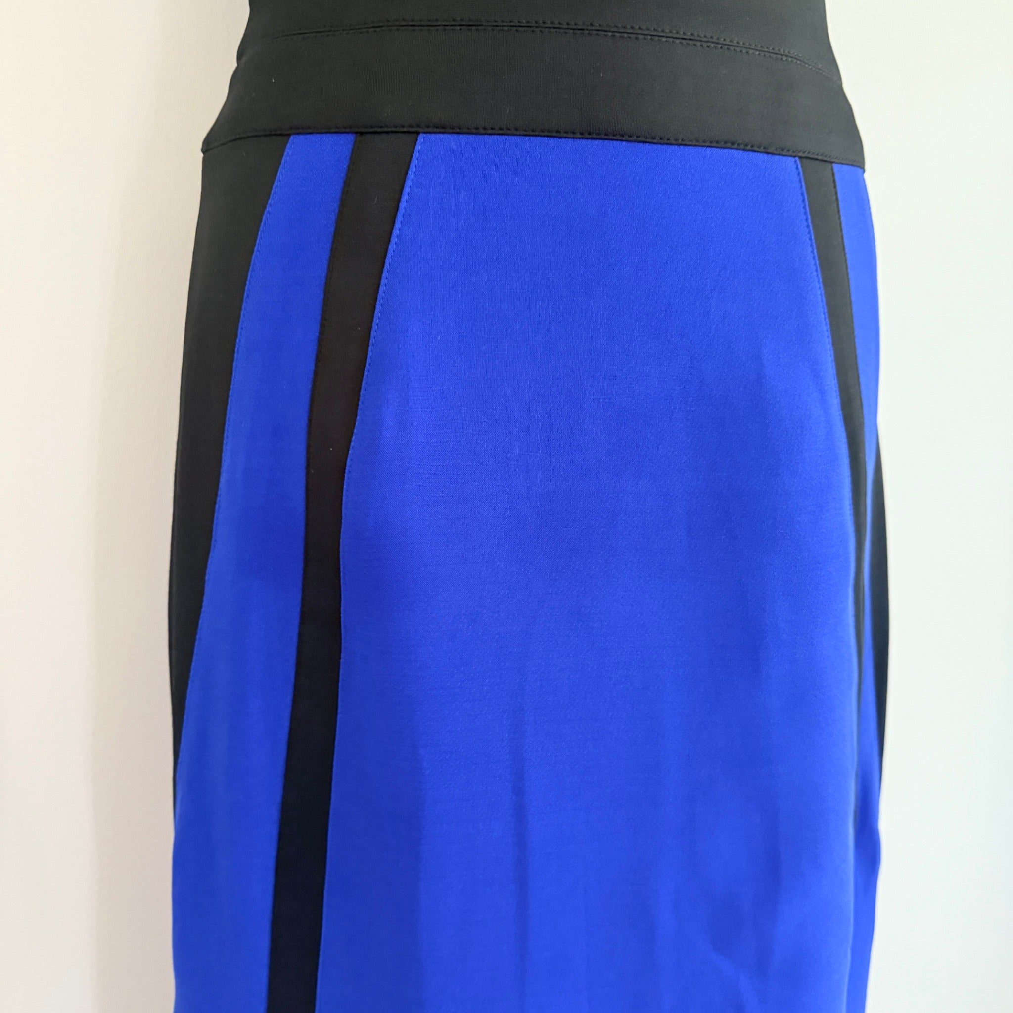Bariano Australia Blue Black Polyester Mesh Colorblock Maxi Gown Sz 8 Formal - Image 16