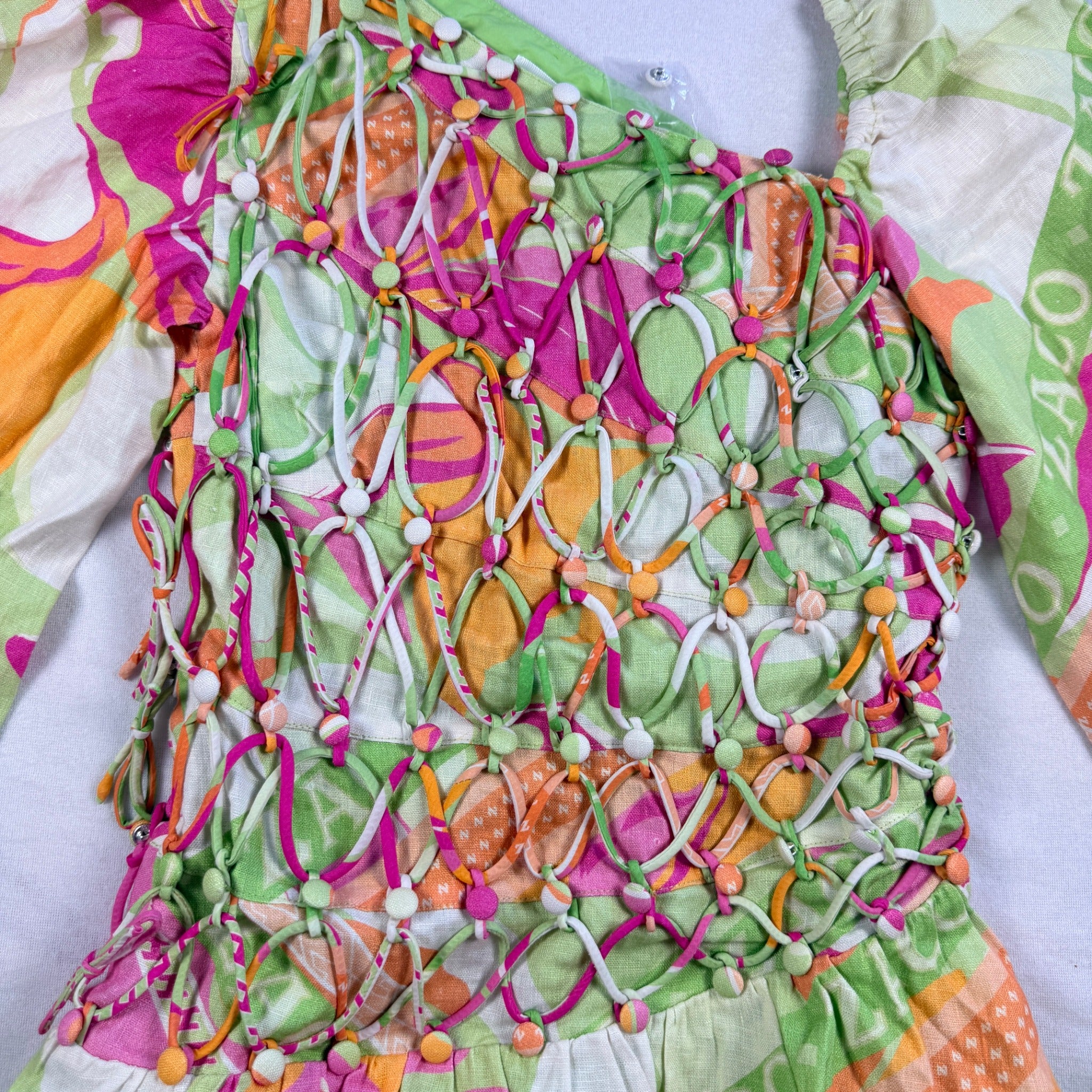Zaco Allegra Lace Up Dress Size S Green Floral Linen Corset Boho BNWT - Image 17