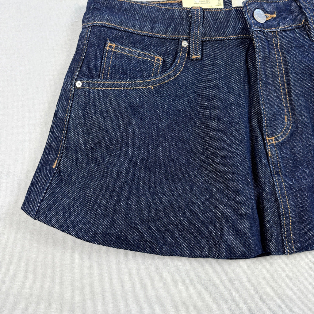 Cotton On Bubble Denim Skirt Dark Shutter Blue Cotton Size 26 Mini BNWT - Image 9