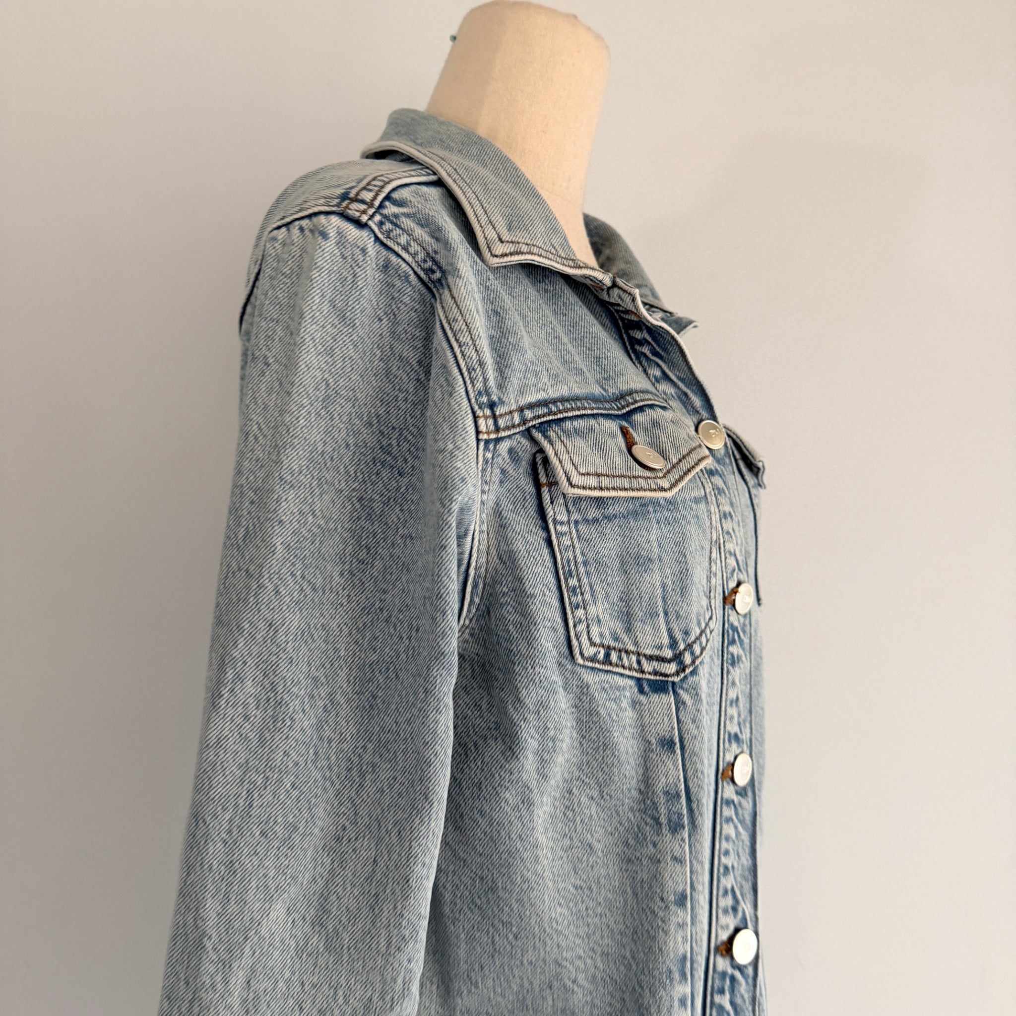 Dannii Minogue Petites Blue Cotton Denim Shirt Dress Size 10P Button Up Casual - Image 10