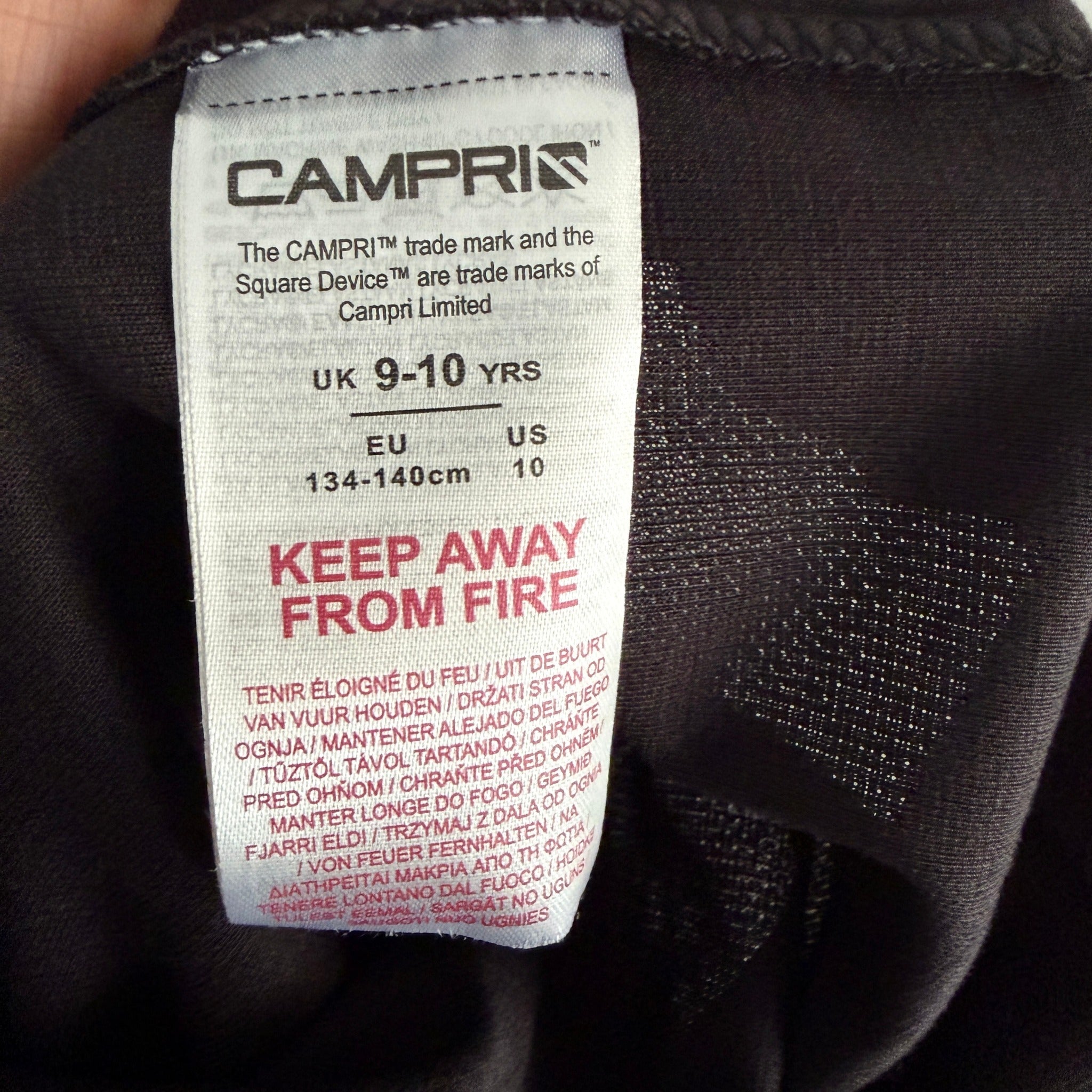 Camprio Black Junior Thermal Base Layer Top Size 9-10 Yrs Sports Long Sleeve - Image 5