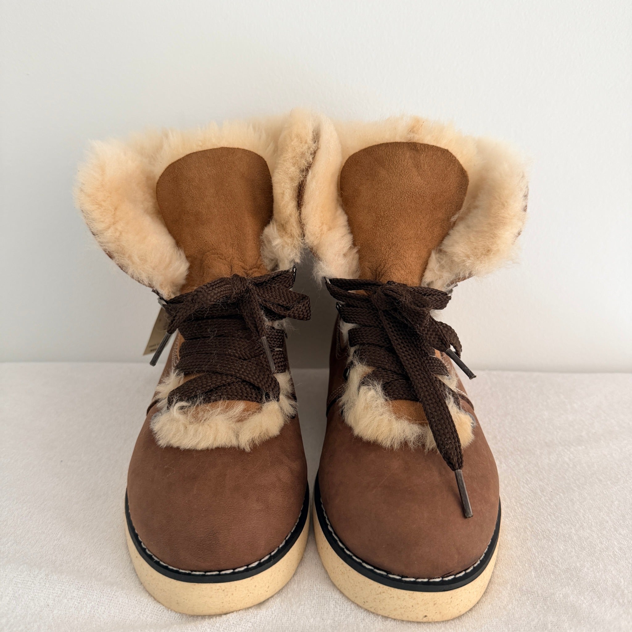 Ugg Boots Of Australia Lace-Up Boots Genuine Sheepskin Lined Brown Suede EU 36 - Image 13