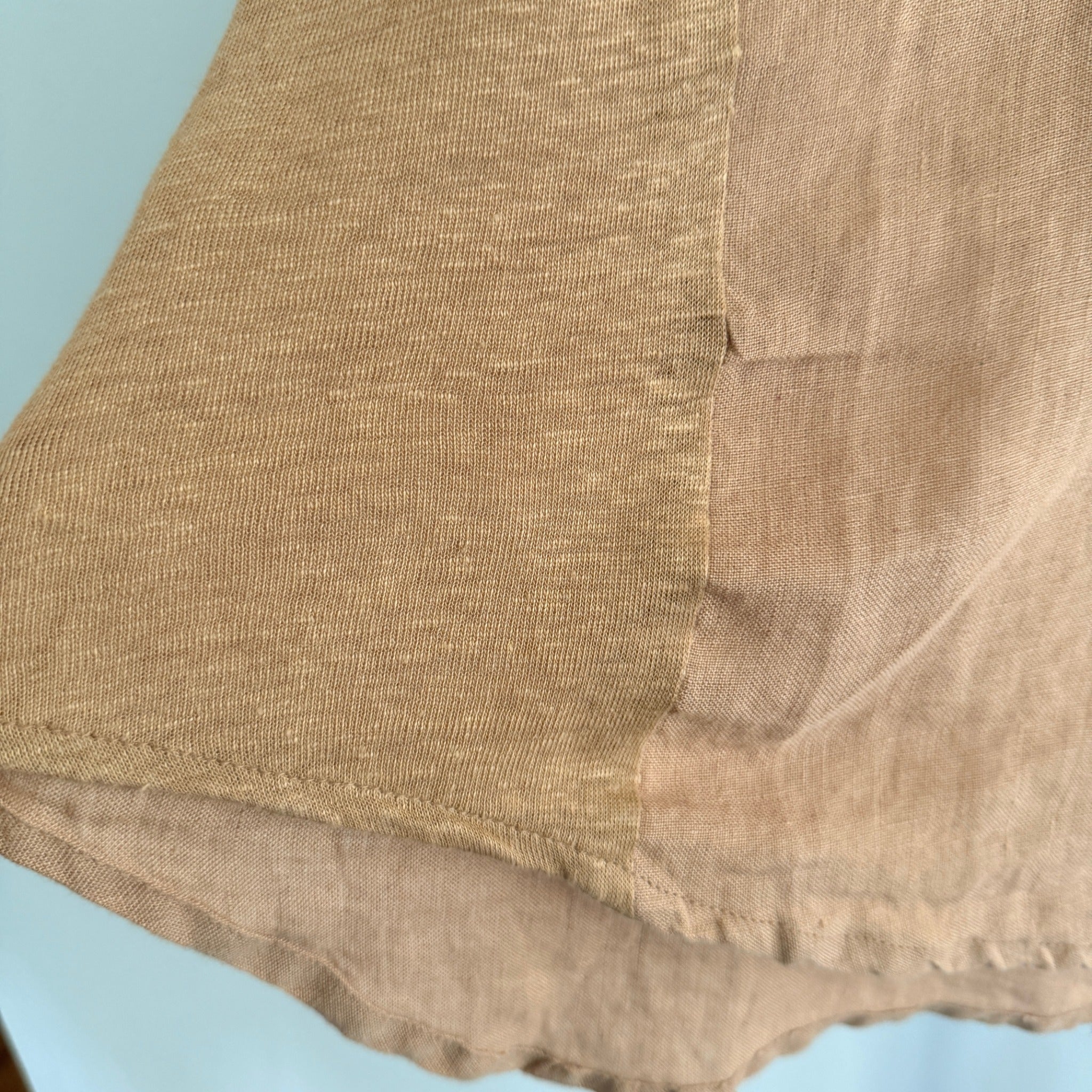 The Shanty Corporation Linen Top Tan V-Neck Relaxed Fit Size S Summer Casual - Image 10