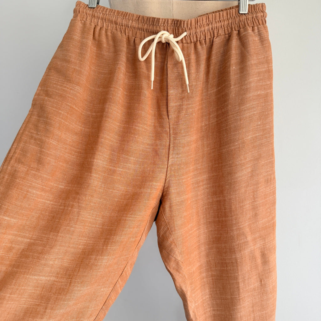 Vine Apparel Brown Cotton Linen Blend Drawstring Joggers Size 14 Casual - Image 8