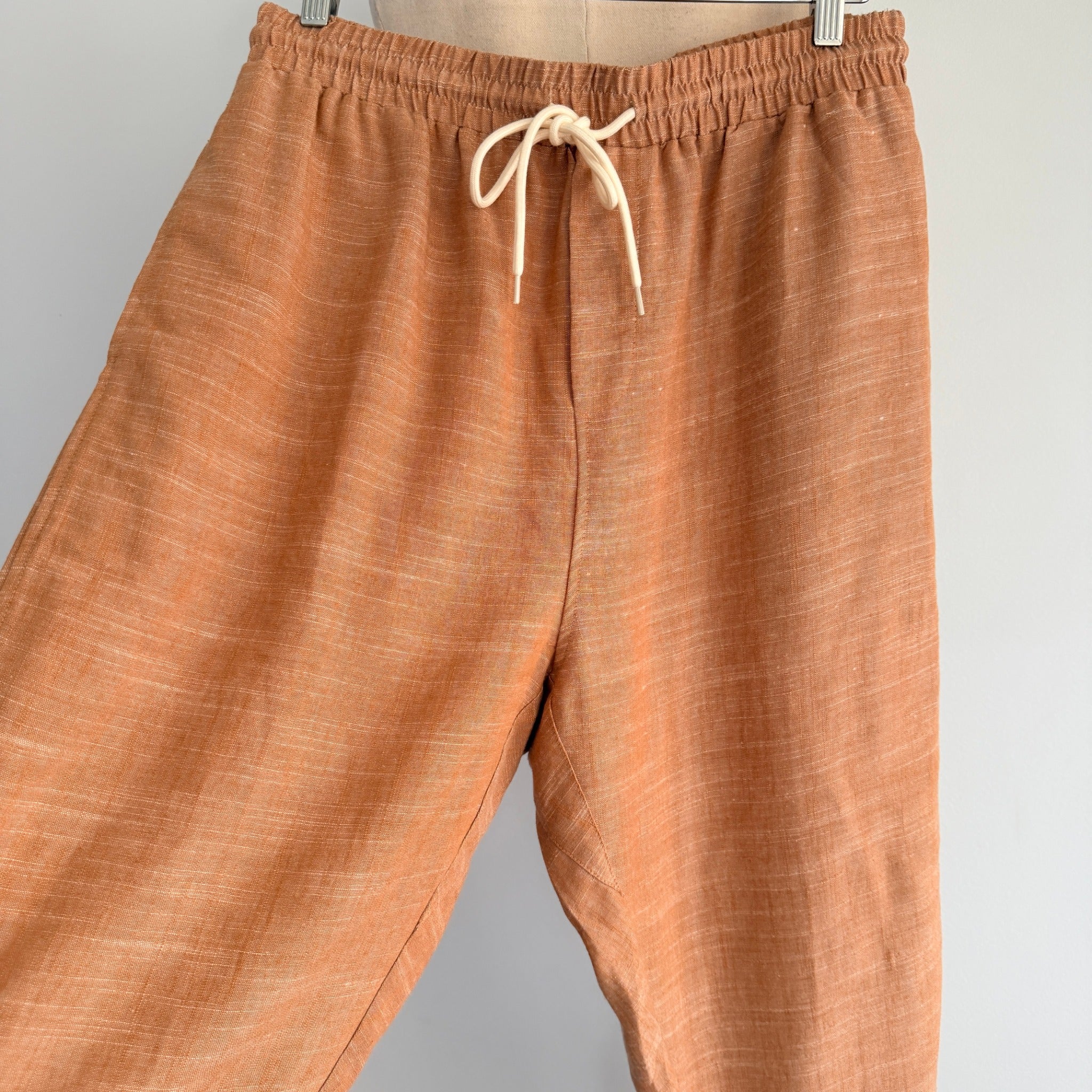 Vine Apparel Brown Cotton Linen Blend Drawstring Joggers Size 14 Casual - Image 8