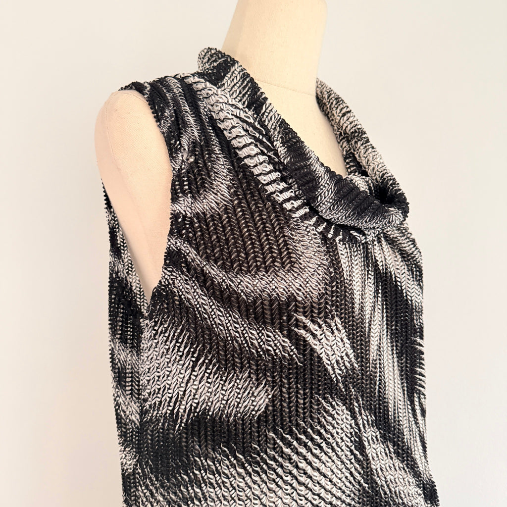 LILIA Black White Polyester Cowl Neck Sleeveless Tunic Top Size M Casual - Image 11