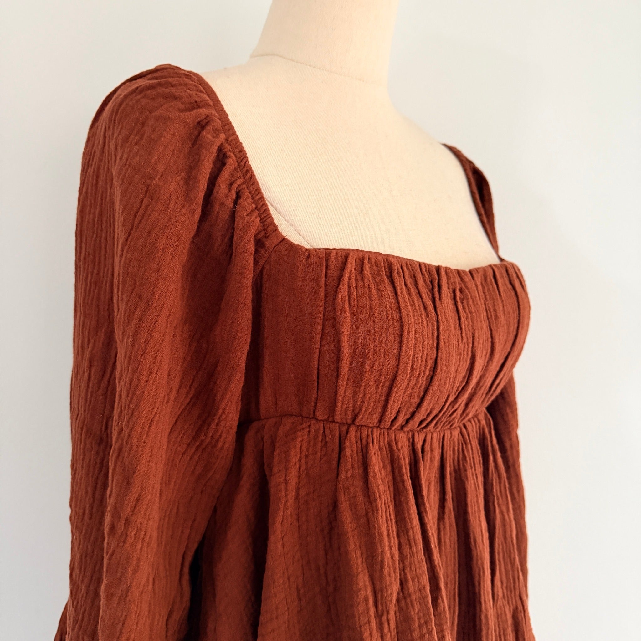 Princess Polly Rust Brown Cotton Gauze Long Sleeve Romper Size 6 Boho BNWT - Image 13