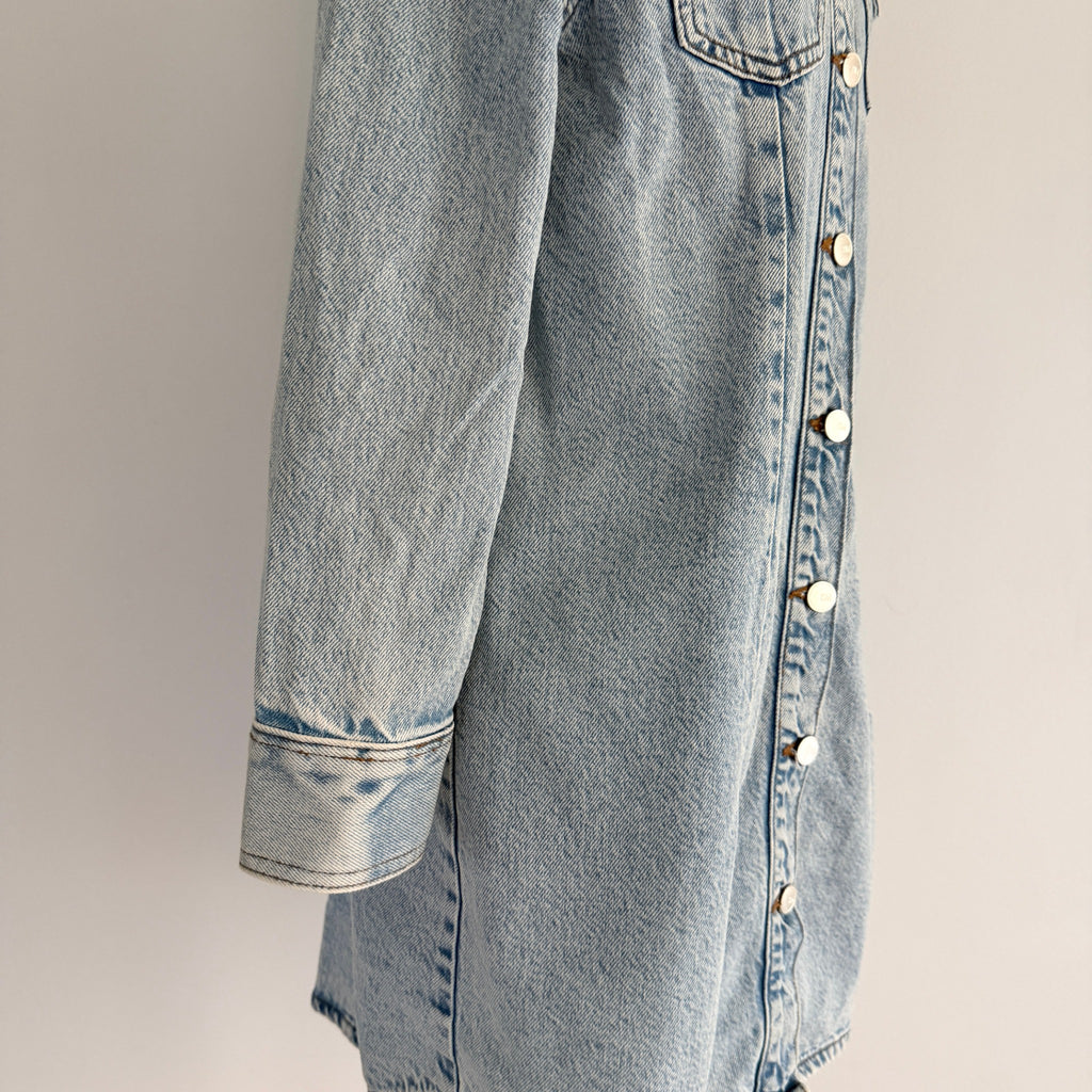 Dannii Minogue Petites Blue Cotton Denim Shirt Dress Size 10P Button Up Casual - Image 11