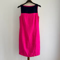 Lauren Ralph Lauren Colourblock Linen Dress Navy Pink Size 10 - Image 1