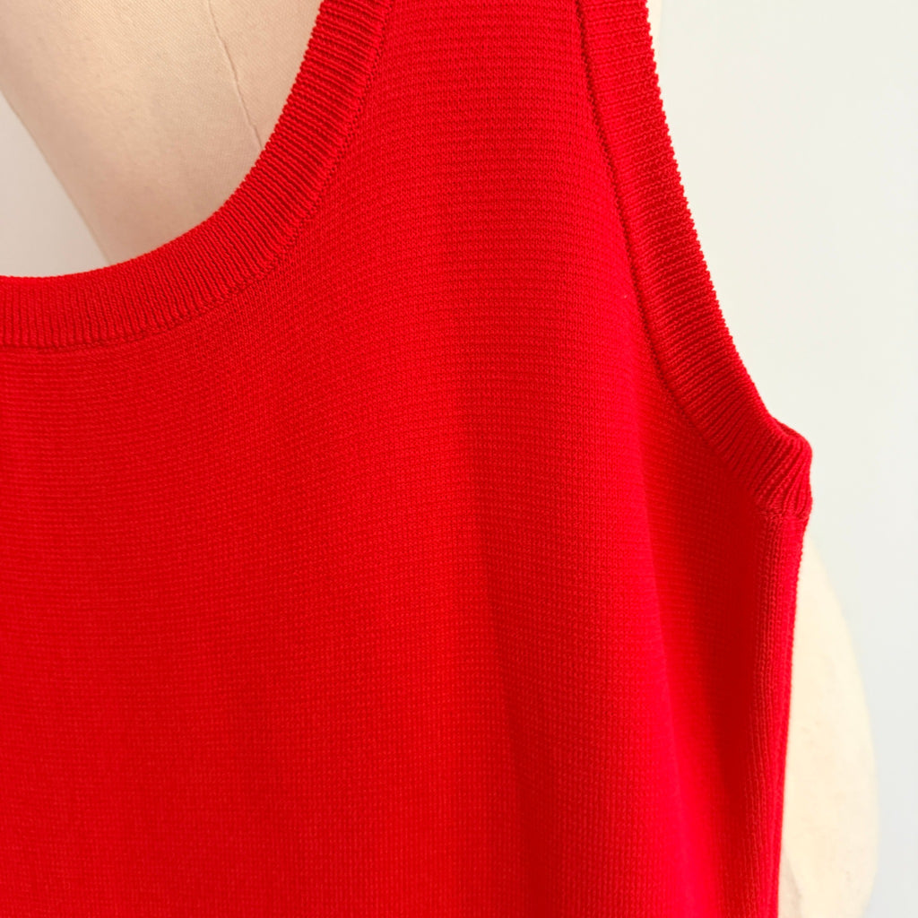 Red Knit Sleeveless Dress Textured Pleated Skirt Size XL NWT Casual - Image 8
