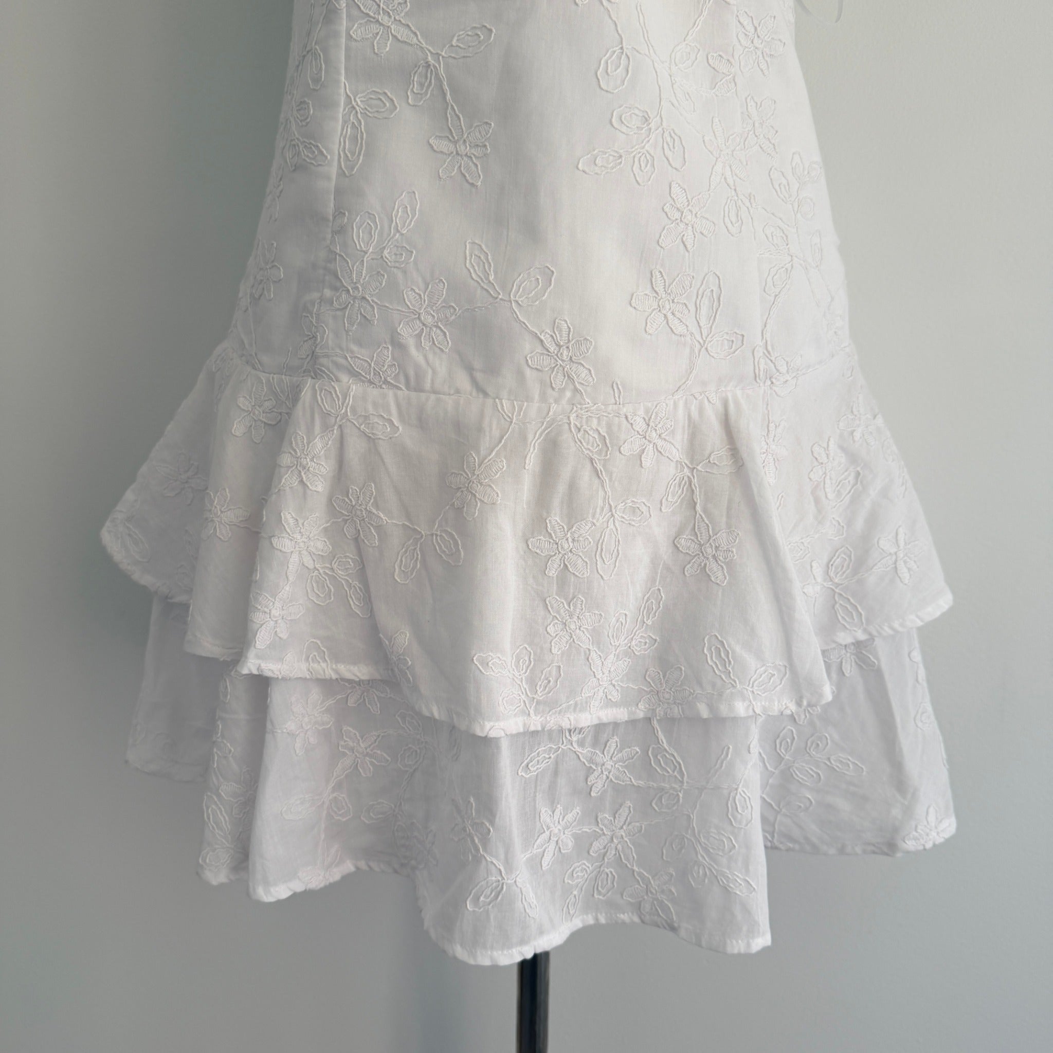 Perfect Stranger White Cotton Mini Dress Strapless Tiered Ruffle Size 12 Party BNWT - Image 5