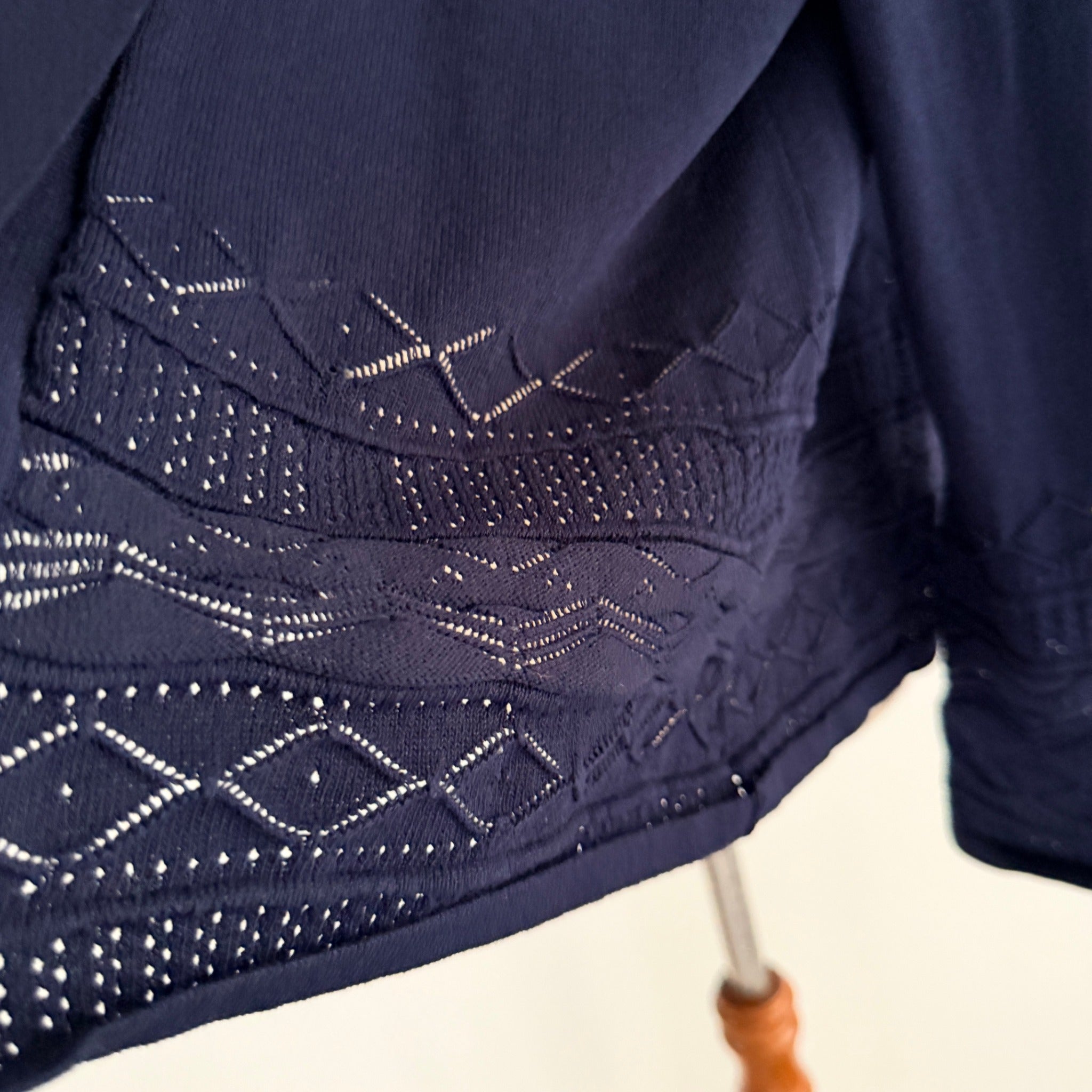 Liz Jordan Navy Viscose Nylon Knit Cardigan Size M Open Front Smart Casual - Image 7