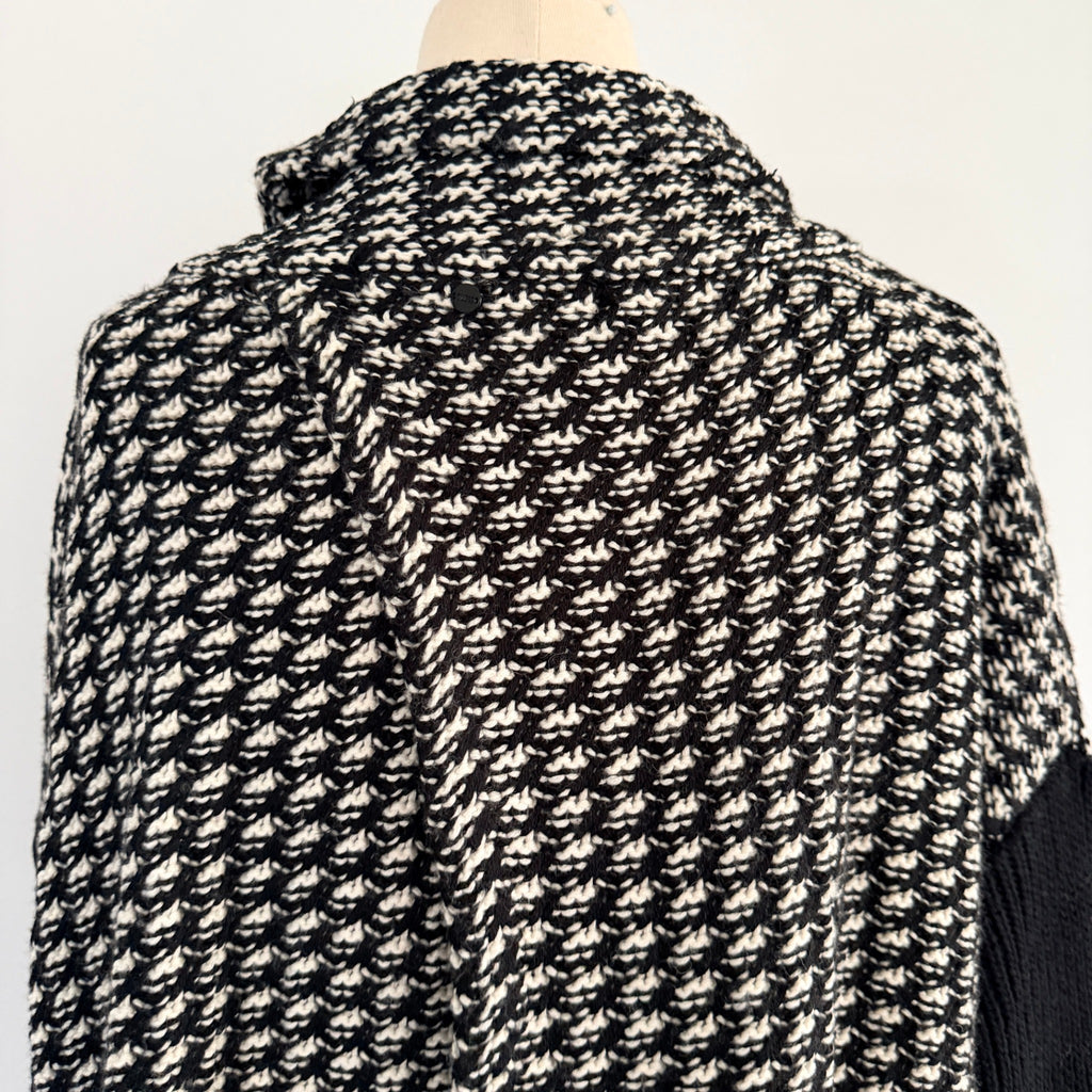 Guess Los Angeles Black White Houndstooth Wool Sweater Sz S Cowl Neck Winter - Image 4