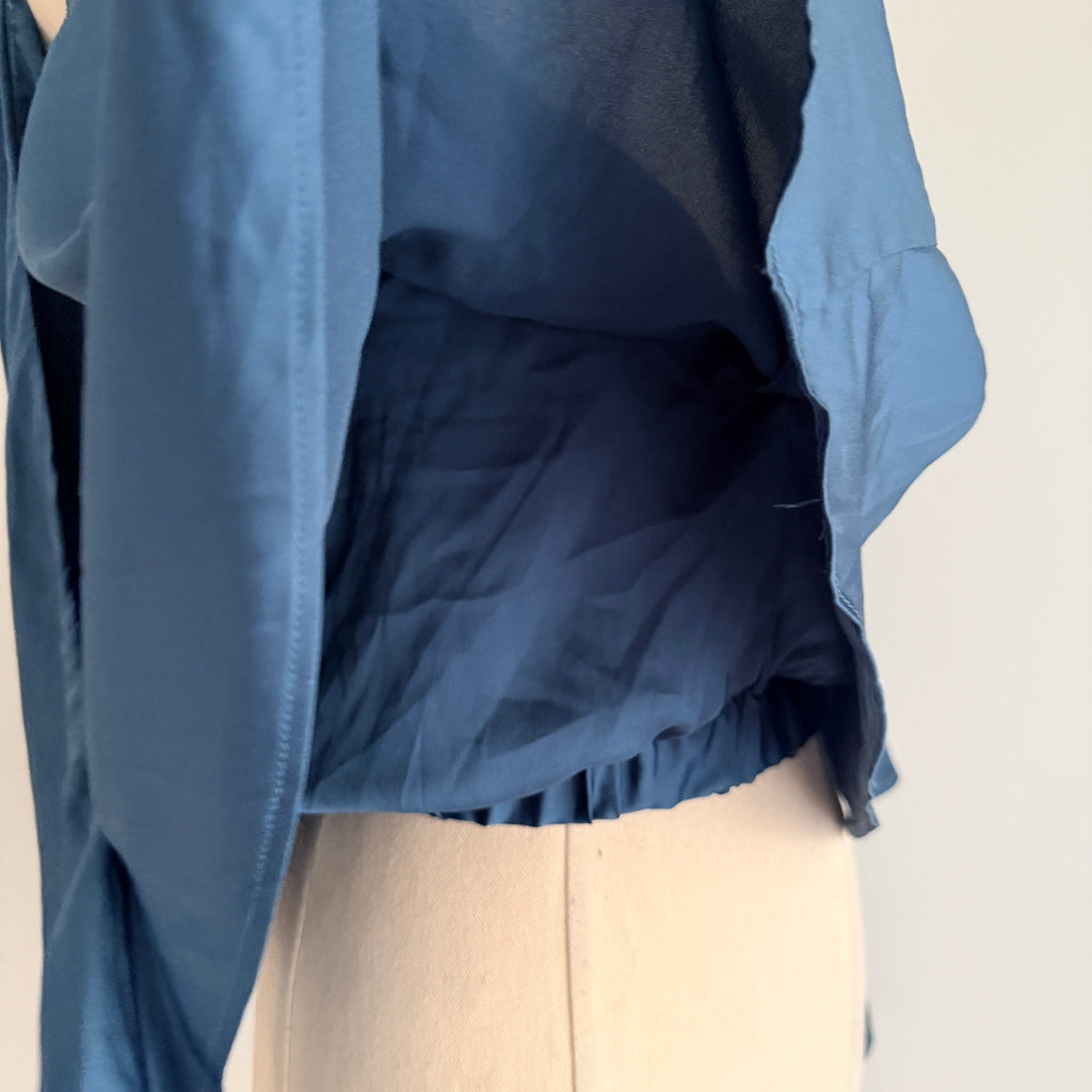 Sheike Blue V-Neck Cape Sleeve Cropped Top Size 6 - Image 5