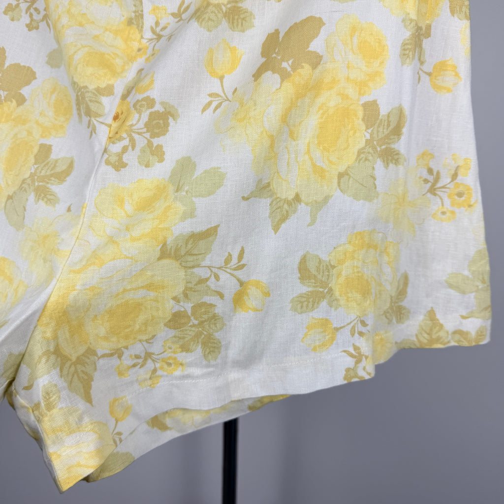 Dotti Yellow Floral Linen Blend Shorts - Size 12 - Image 6