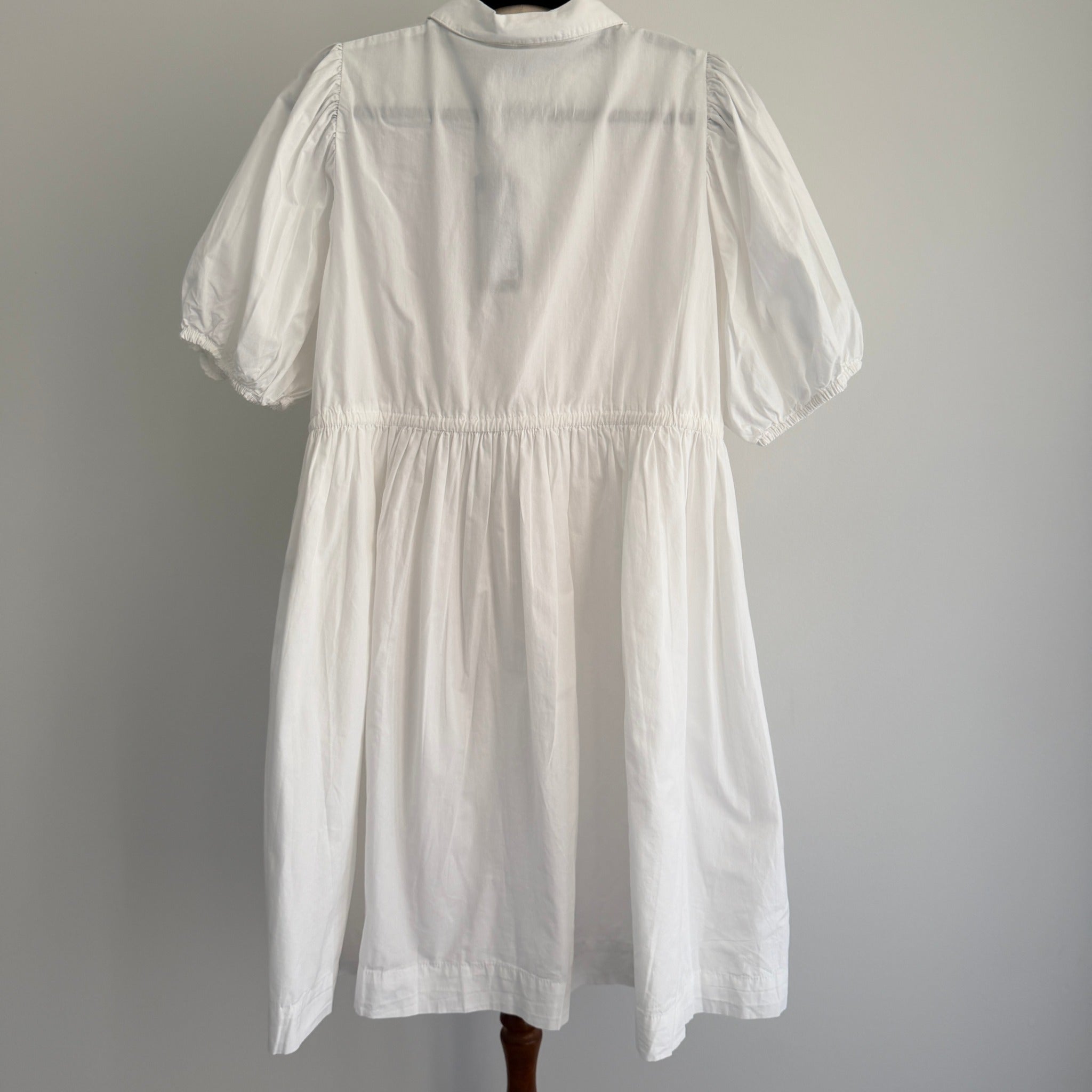 Vero Moda White Cotton Midi Dress Puff Sleeve Tie Waist Size M Casual BNWT - Image 2