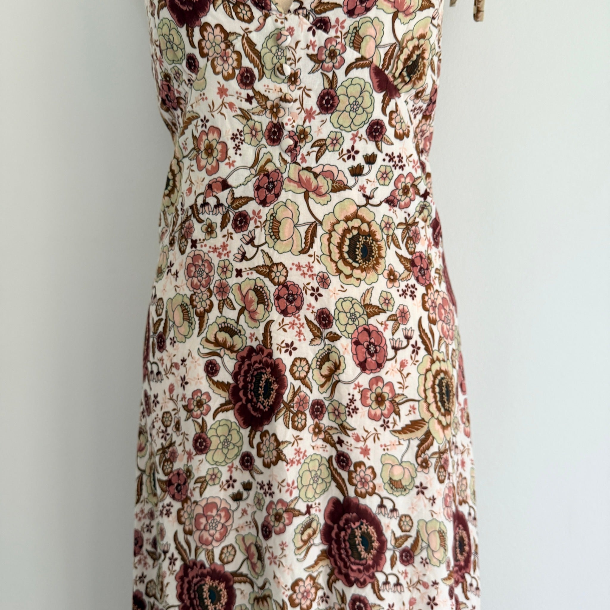 White Closet Womens Sz 8 Rayon Floral Maxi Dress Tie Shoulder Boho Summer - Image 16