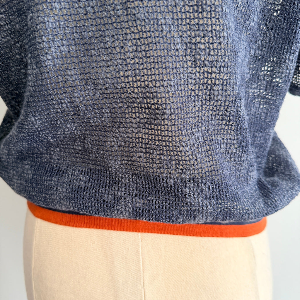 Brixton Womens Size S Navy Sheer Crochet Knit Polo Crop Top BNWOT - Image 9