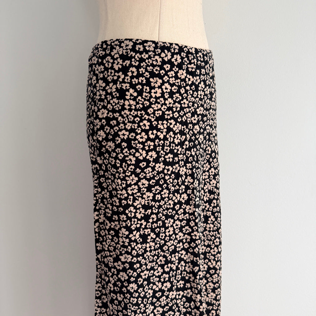 Kookai Black White Ditsy Floral Midi Skirt Size 38 Bias Cut Casual Day - Image 10