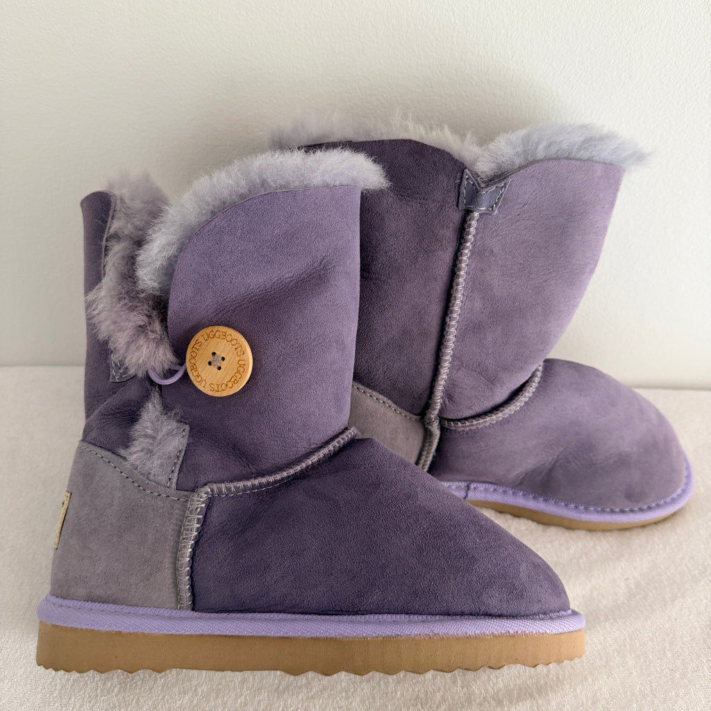 UGG Boots of Australia Sheepskin Button Boots - Vibrant Purple Suede Comfort Sz 4 - Image 8