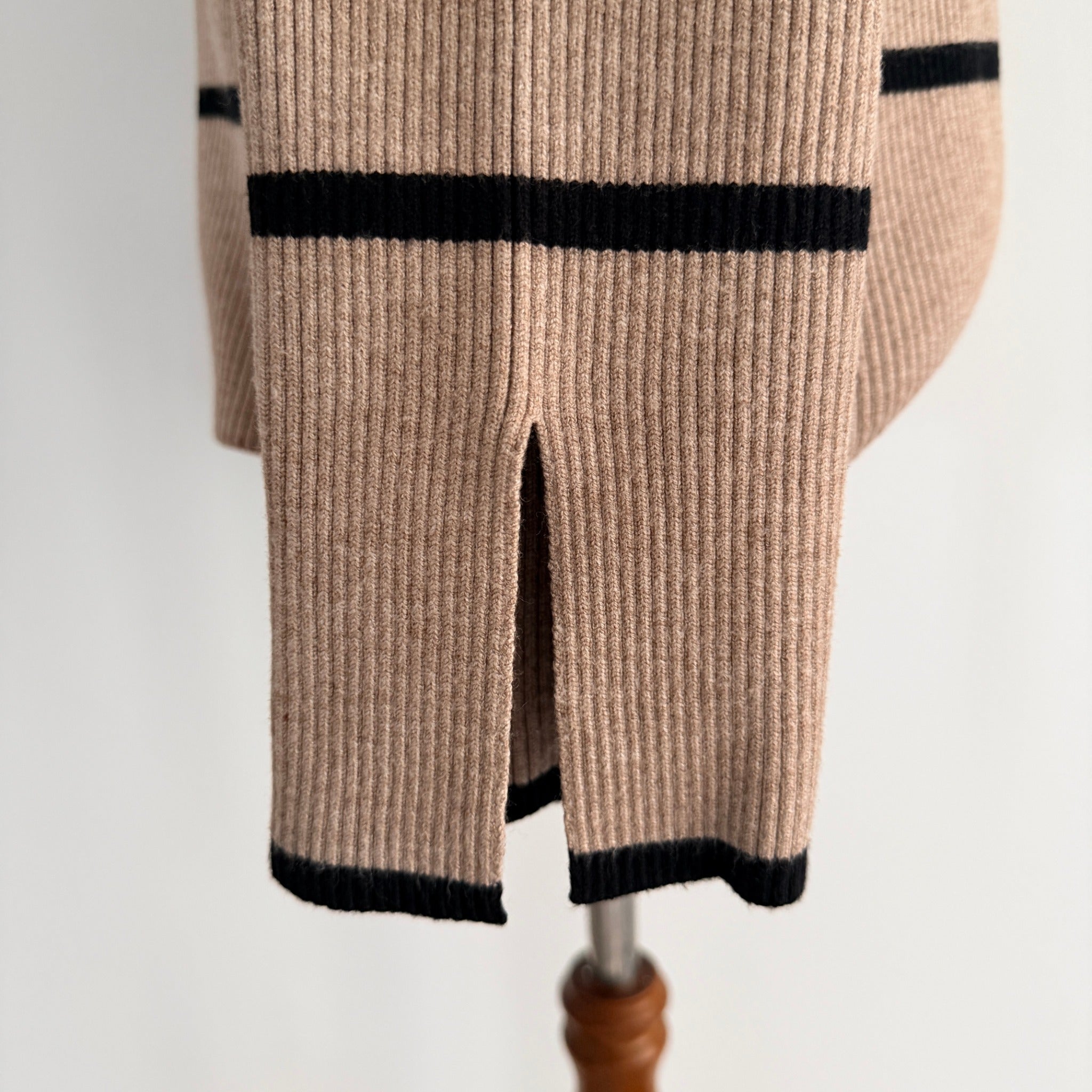 Feather + Noise Beige Stripe Ribbed Knit Jumper Sweater S/M Viscose Casual - Image 8