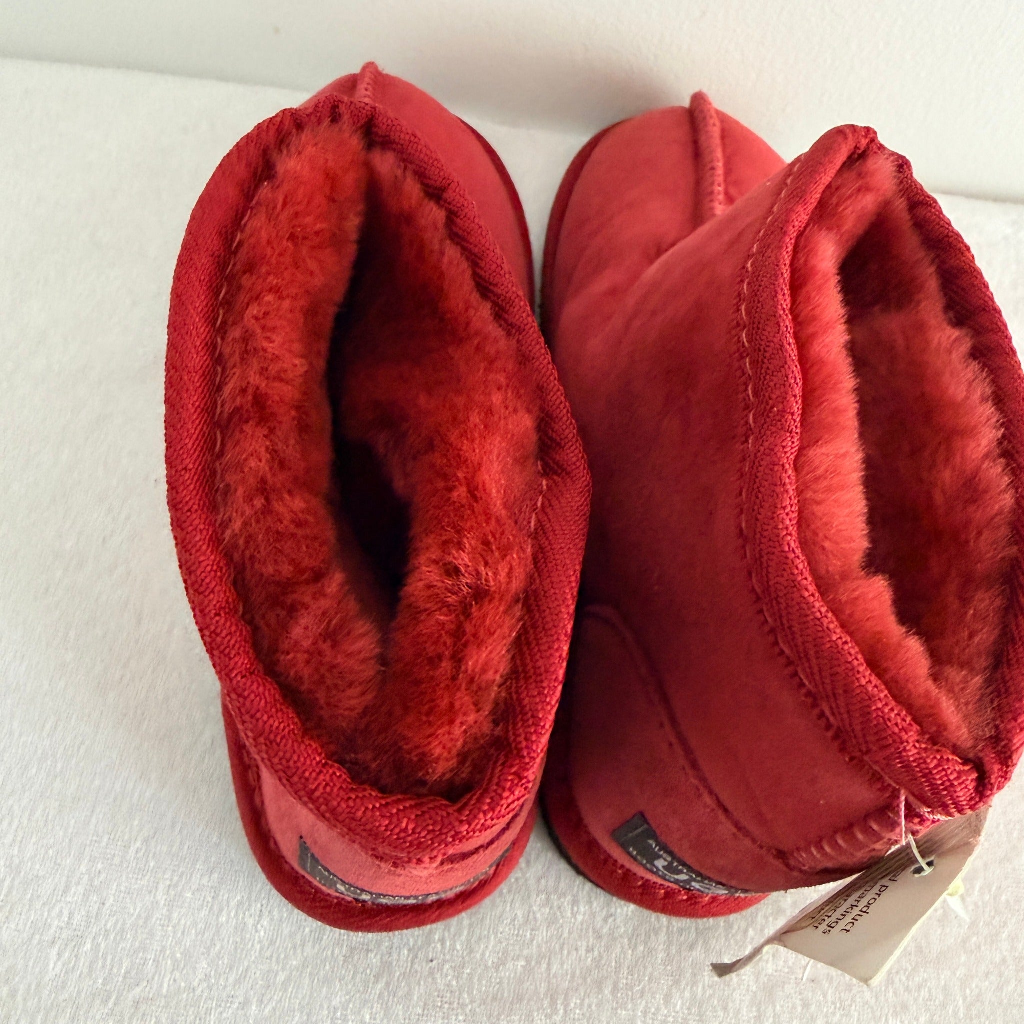 UGG Boots of Australia Ultra Mini Boots - Vibrant Red Genuine Sheepskin Size 4 AU - Image 9