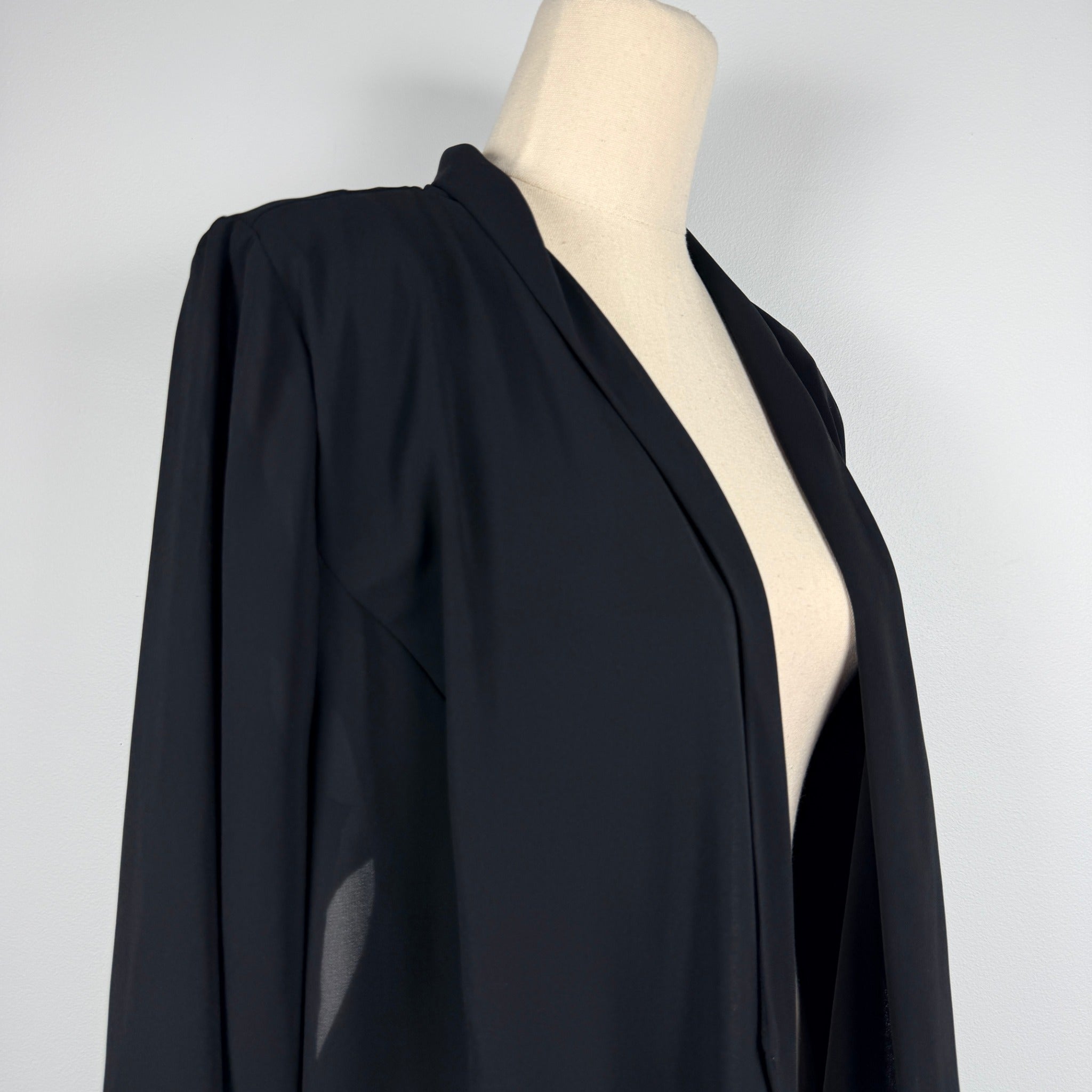 City Chic Black Polyester Chiffon Cardigan Size XS Waterfall Open Front Evening - Image 11