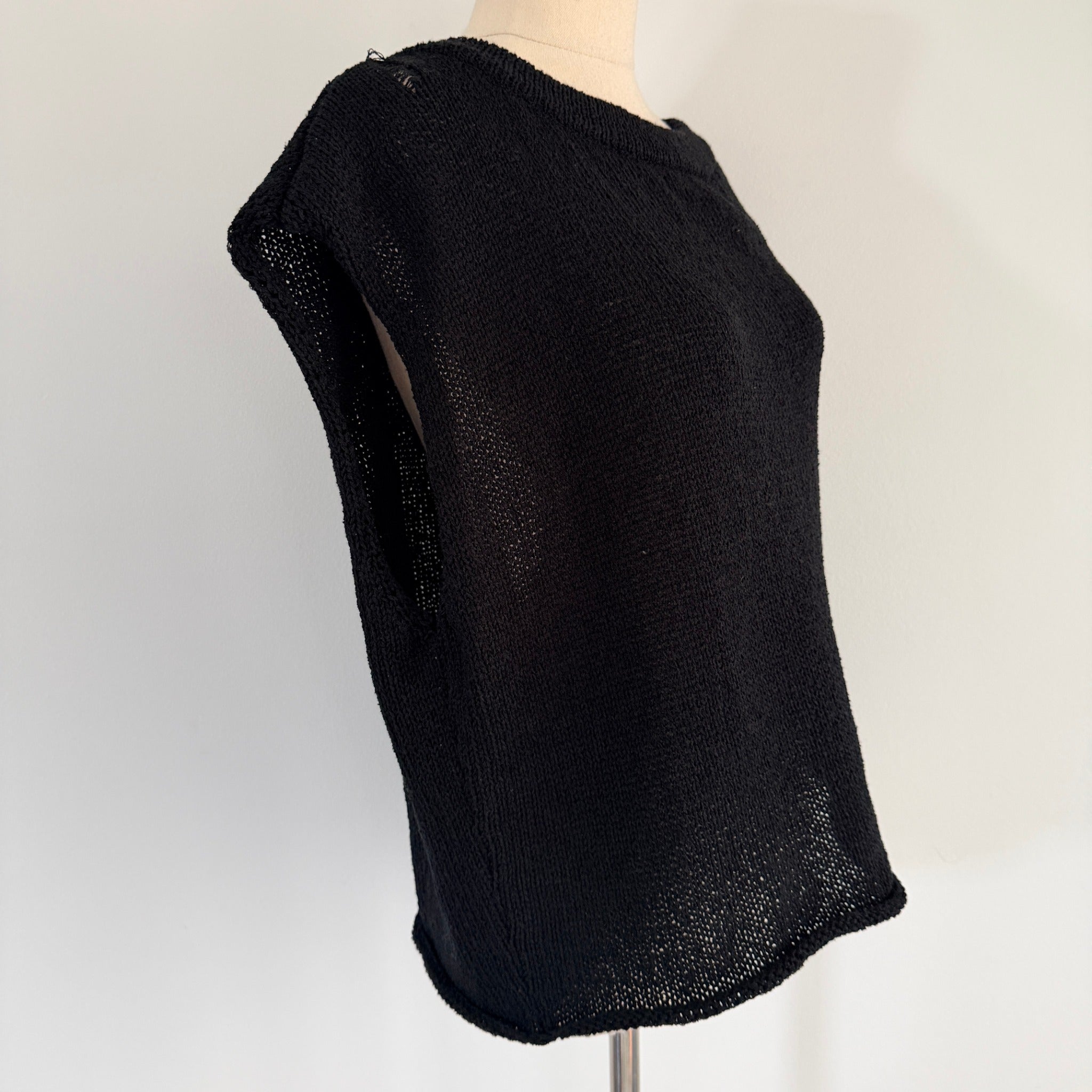 Sass Black Polyester Ribbed Knit Tank Top Sz 8 Boat Neck Casual BNWT - Image 12