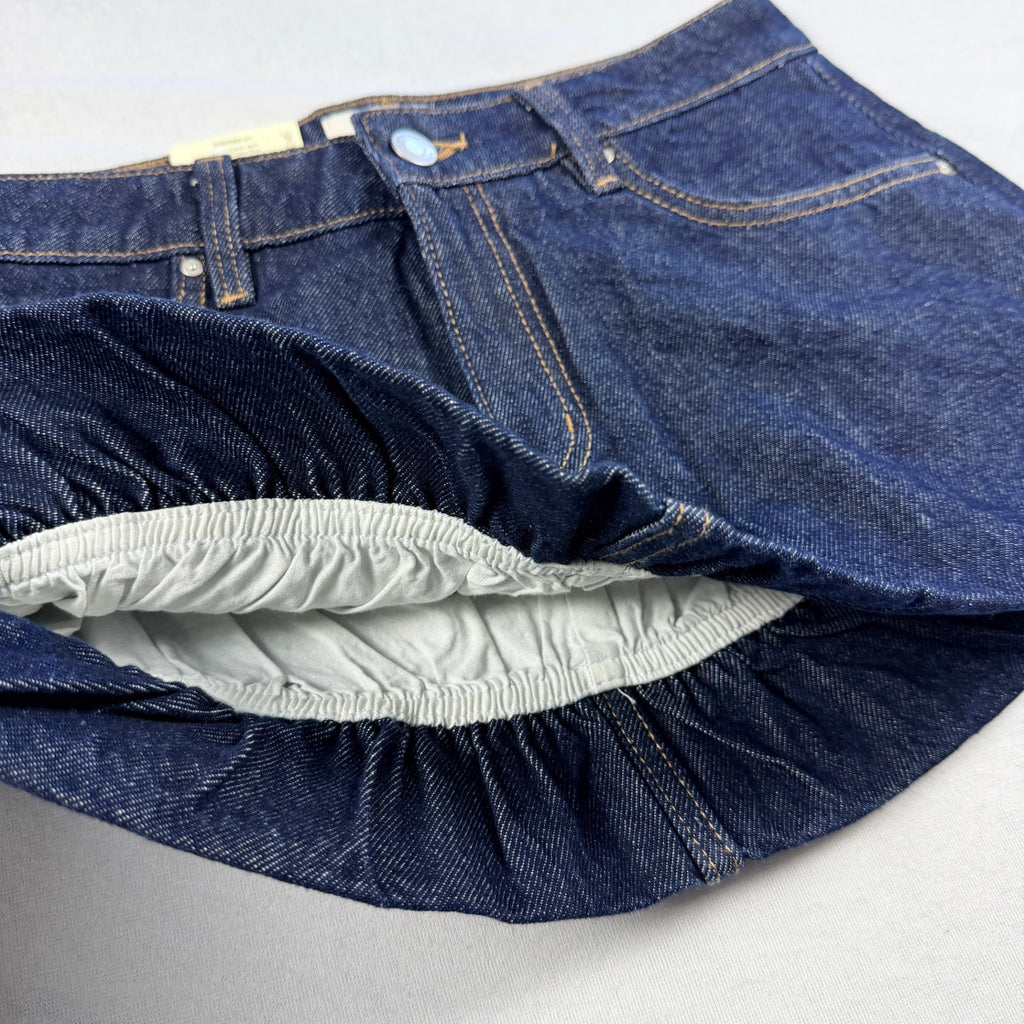 Cotton On Bubble Denim Skirt Dark Shutter Blue Cotton Size 26 Mini BNWT - Image 8
