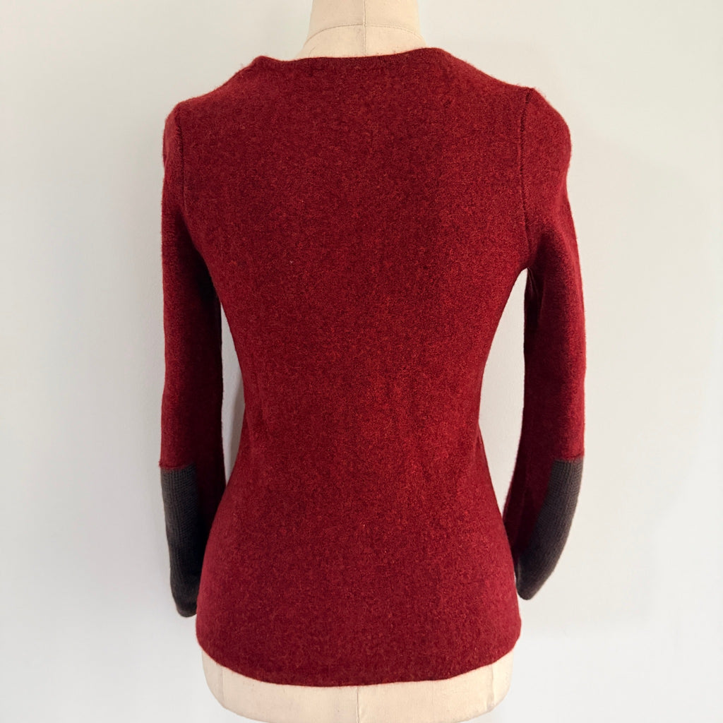 Elk The Label Womens Burgundy Merino Wool Blend Jumper Size M Crew Neck Casual - Image 2