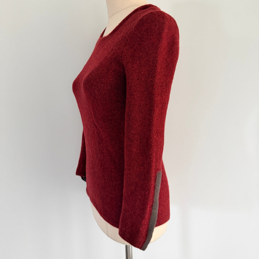 Elk The Label Womens Burgundy Merino Wool Blend Jumper Size M Crew Neck Casual - Image 9